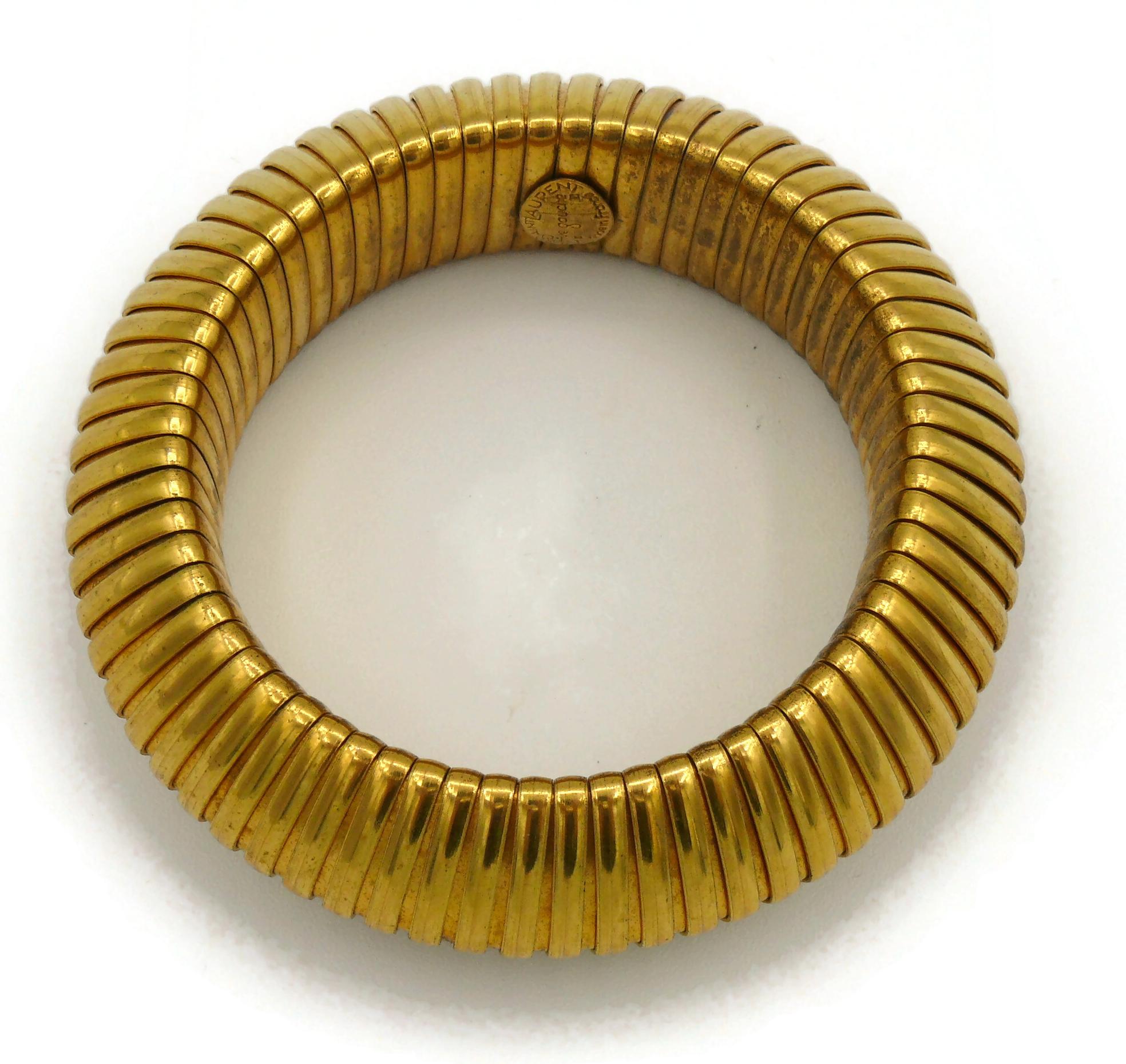 Yves Saint Laurent Rive Gauche Vintage Gold Toned Bracelet For Sale 6