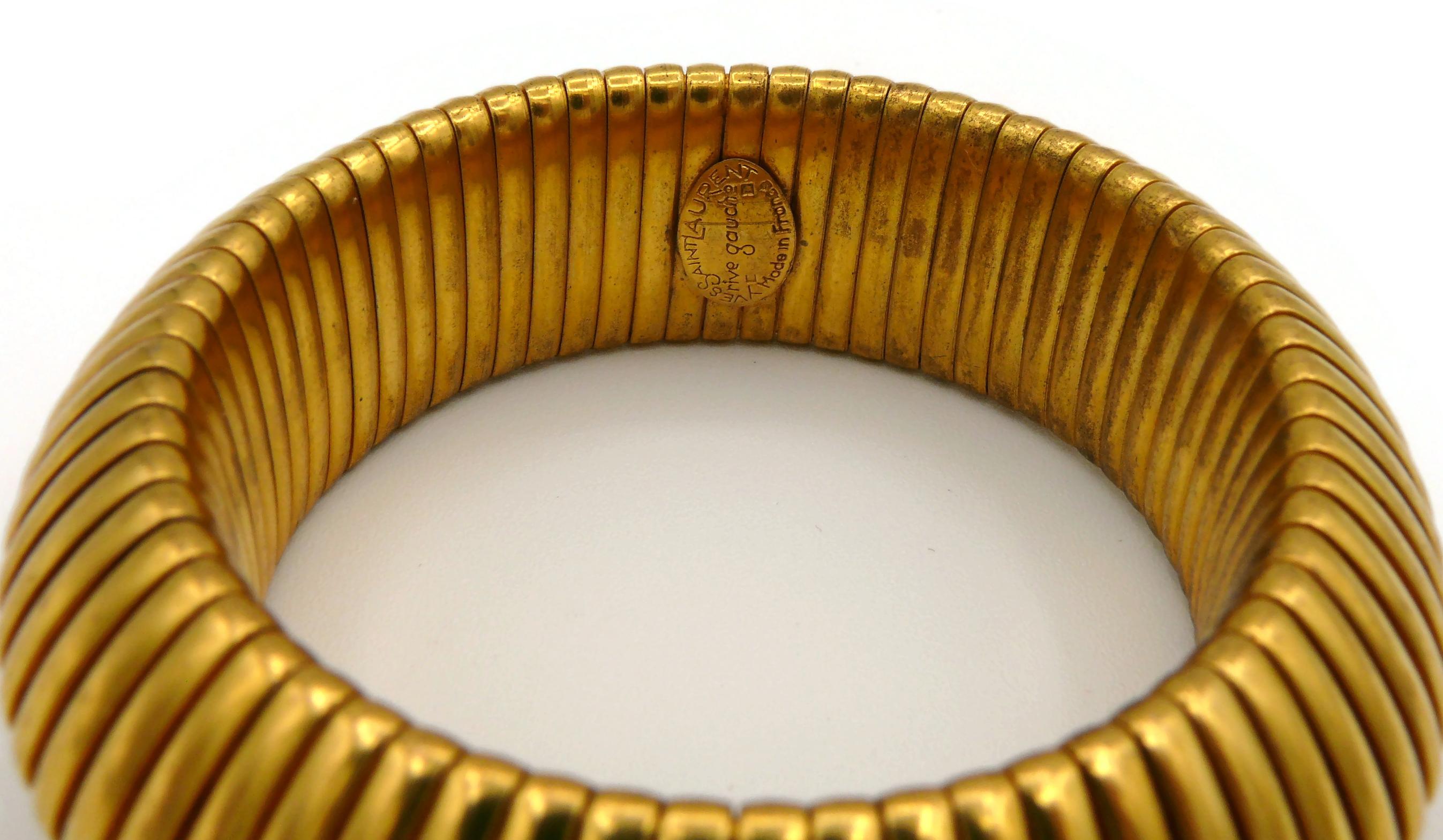 Yves Saint Laurent Rive Gauche Vintage Gold Toned Bracelet For Sale 9