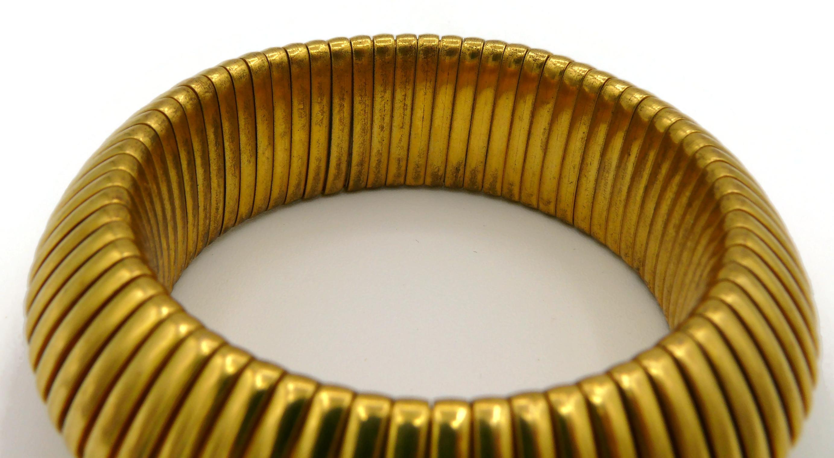 Yves Saint Laurent Rive Gauche Vintage Gold Toned Bracelet For Sale 10