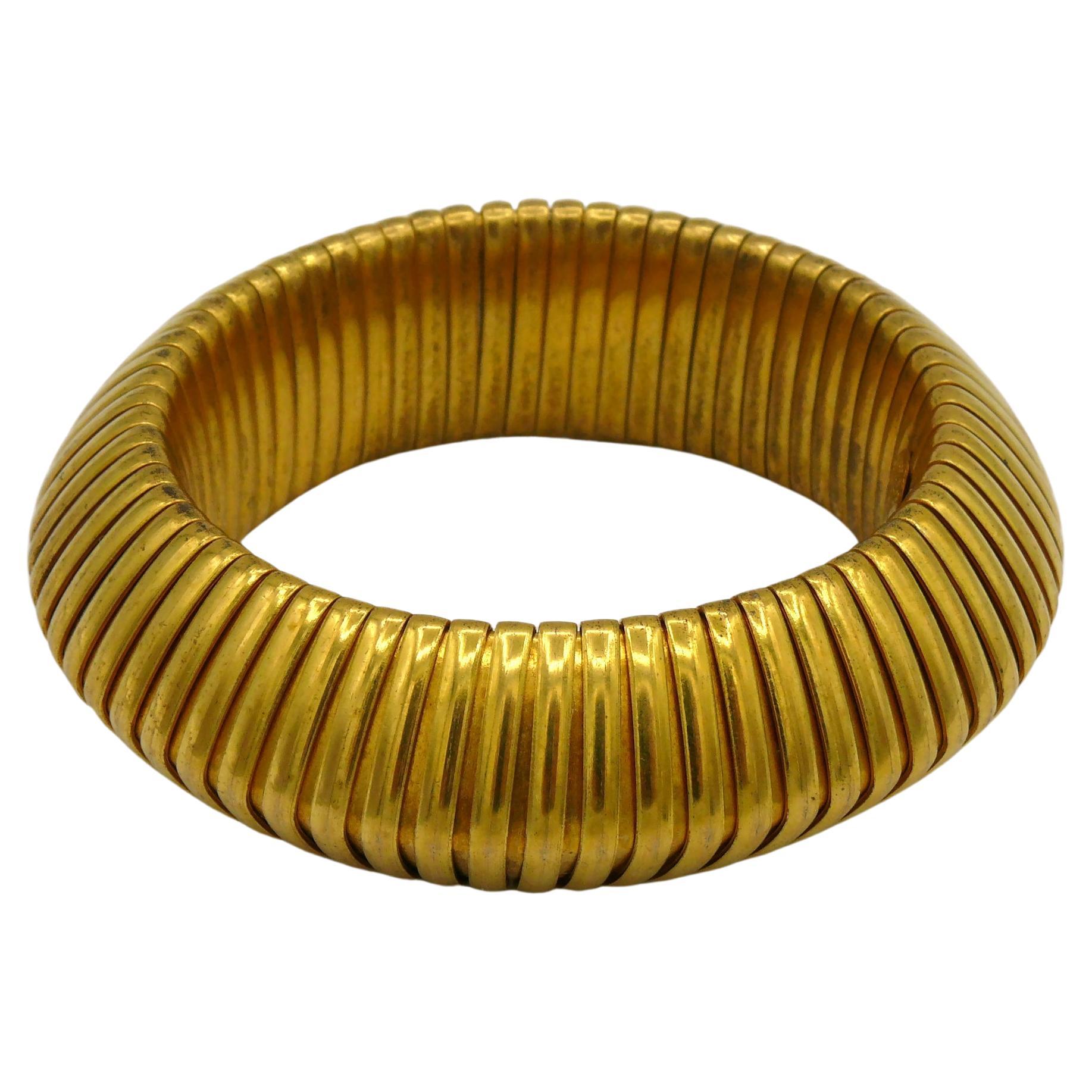 Yves Saint Laurent Rive Gauche Vintage Gold Toned Bracelet For Sale