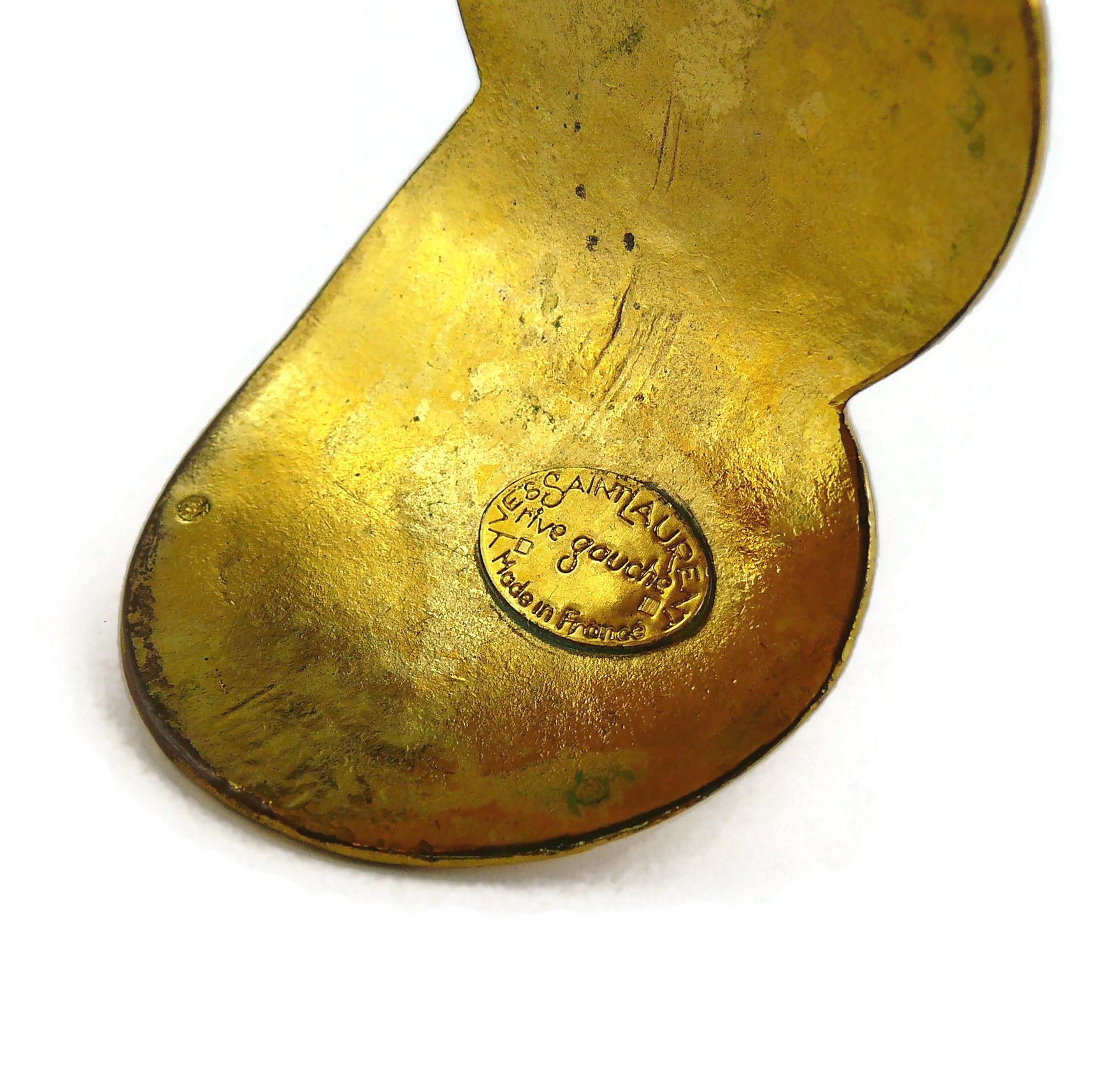 Yves Saint Laurent Rive Gauche Vintage Gold Toned Fingerprint Cuff Bracelet For Sale 8