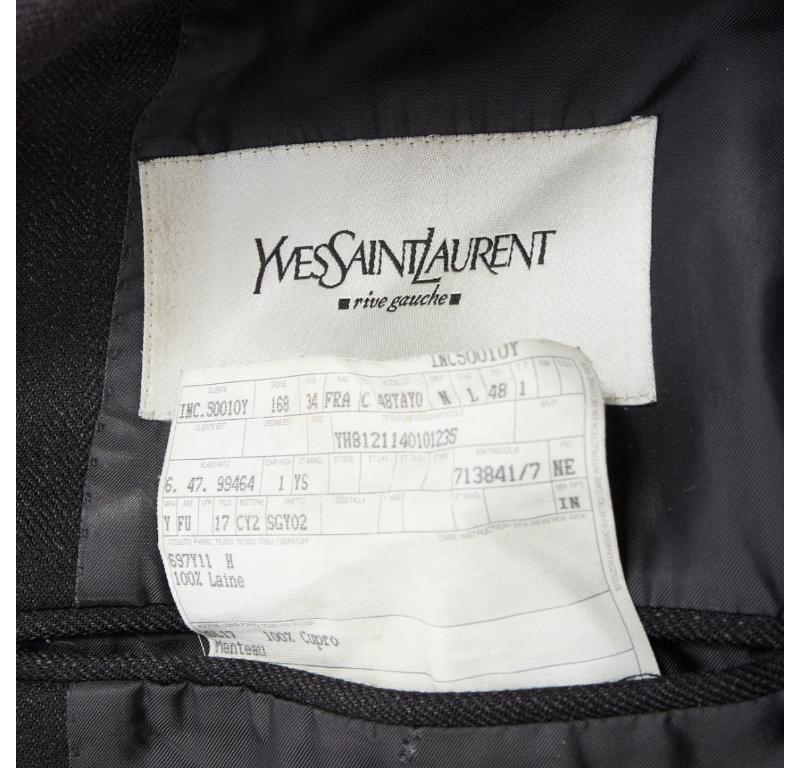 YVES SAINT LAURENT Rive Gauche Manteau surdimensionné gris 100 % laine FR48 M en vente 4
