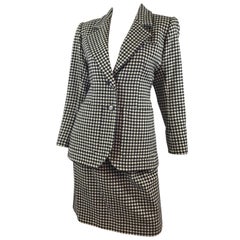 Yves Saint Laurent Rive Gauche Houndstooth Skirt Suit c. 1970's