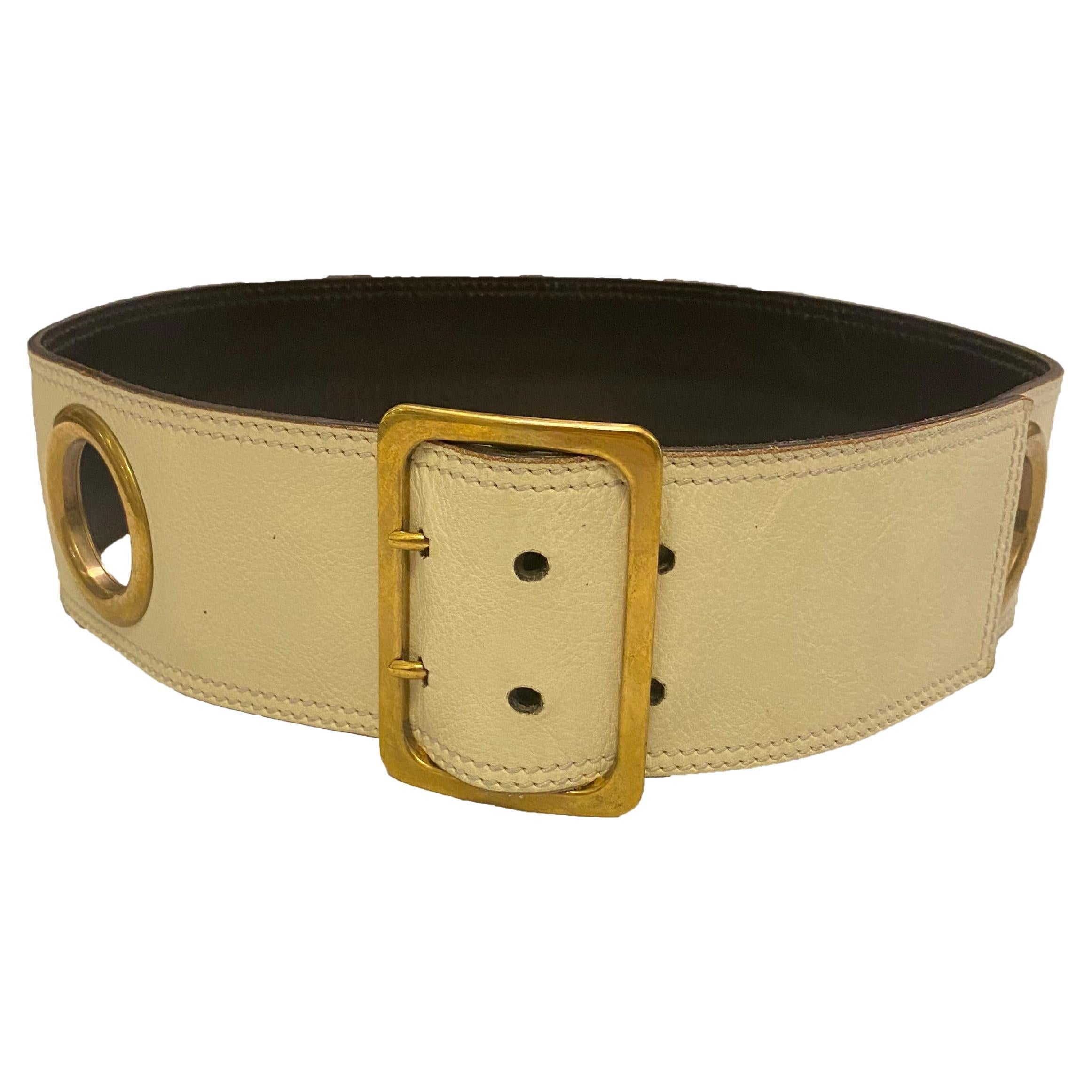 Yves Saint Laurent Rive Gauche Vintage Leather Belt For Sale