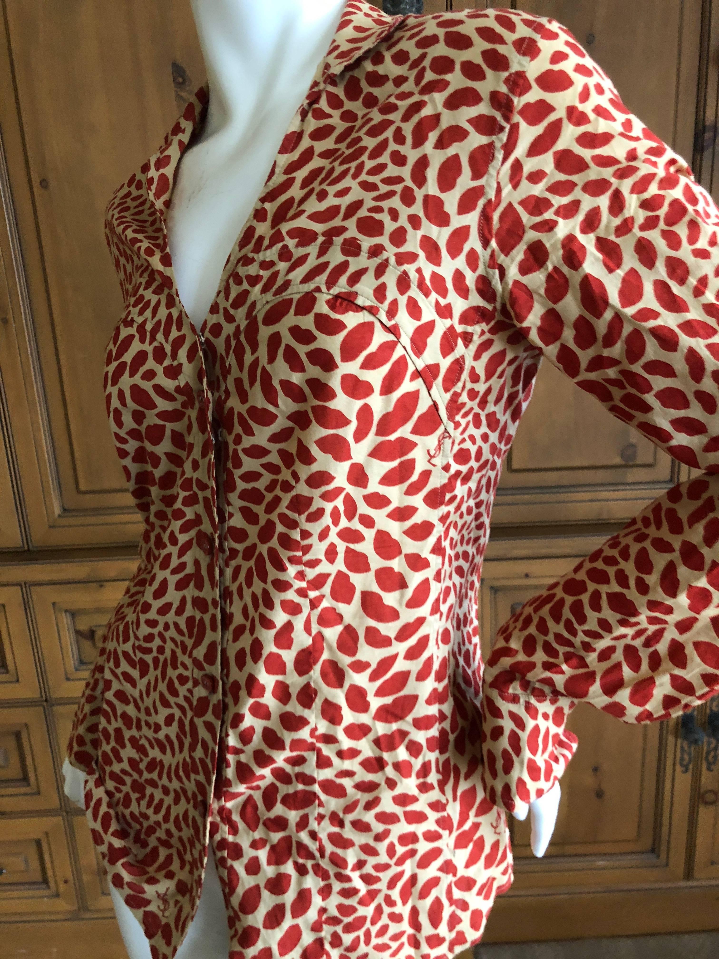 Yves Saint Laurent Rive Gauche Vintage Lips Print Two Piece Dress In Excellent Condition For Sale In Cloverdale, CA