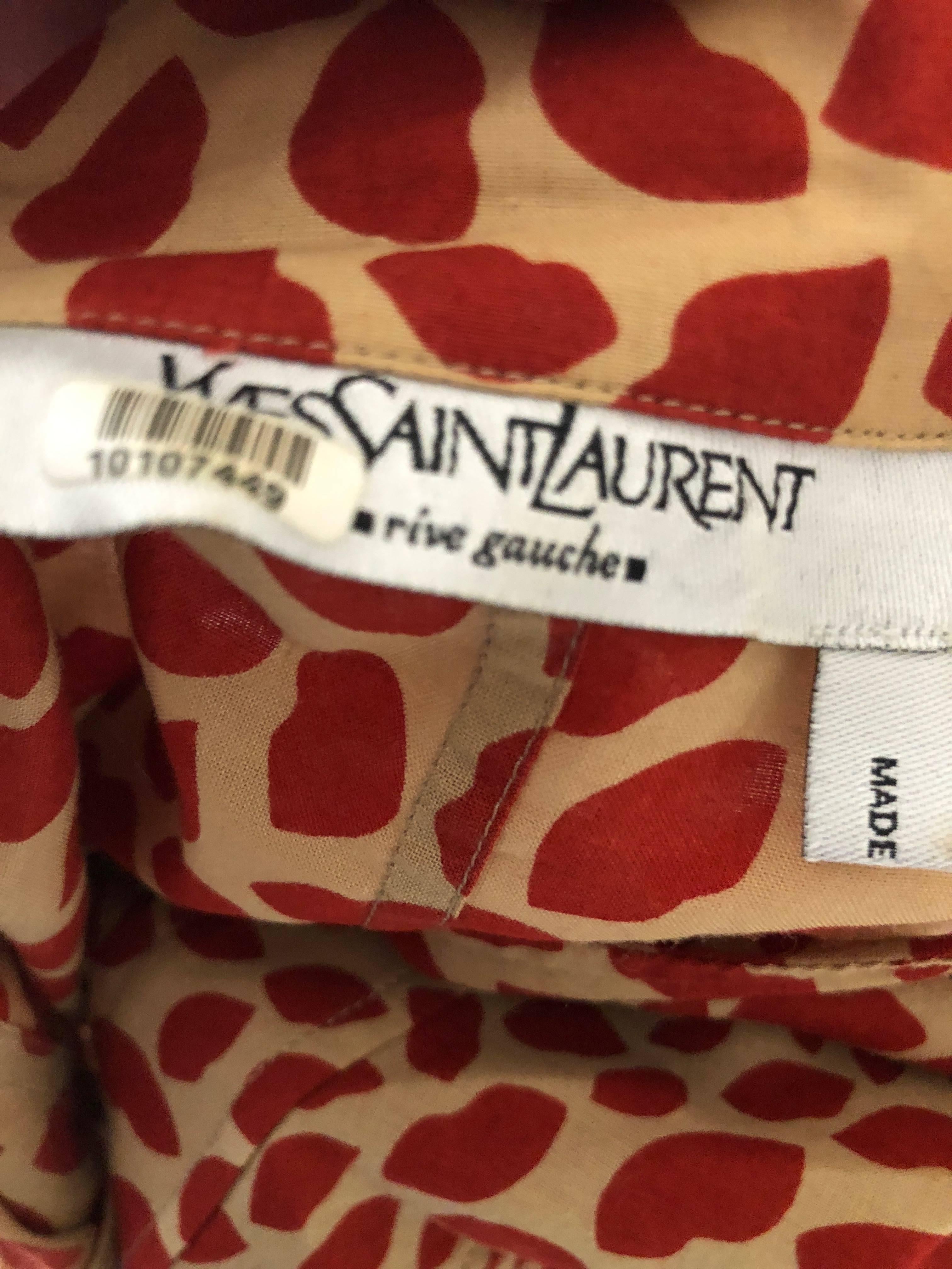 Yves Saint Laurent Rive Gauche Vintage Lips Print Two Piece Dress For Sale 4
