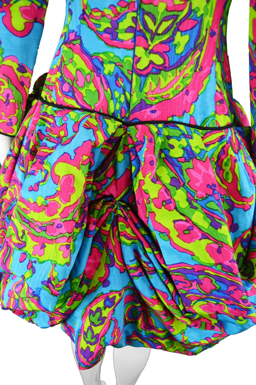 Yves Saint Laurent Rive Gauche Vintage Multicolored Pouf Bustle Dress, 1980s 3