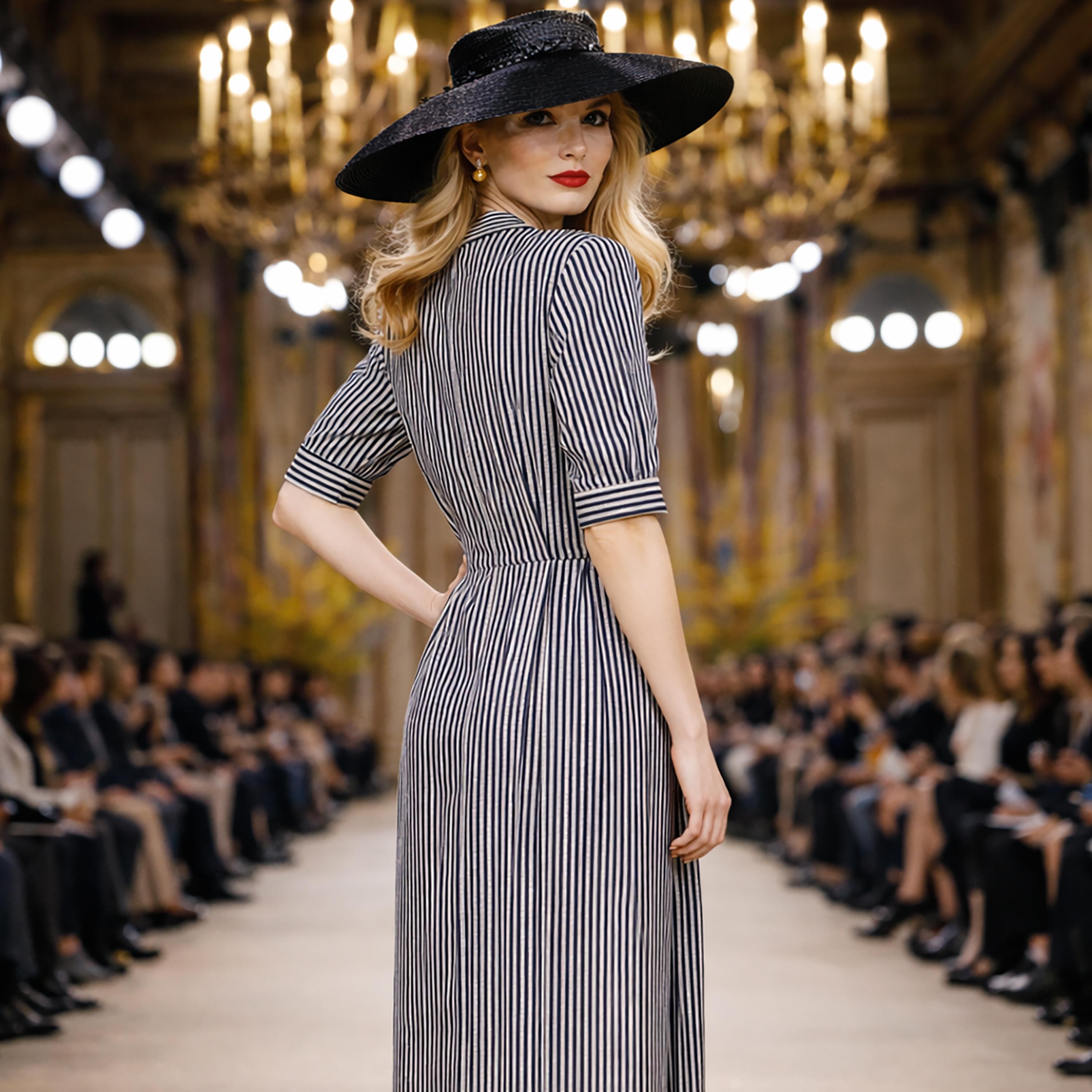 Yves Saint Laurent Rive Gauche Vintage Pinstripe Dress 1990s Sz 46