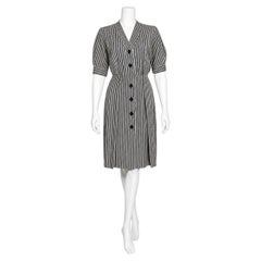 Yves Saint Laurent Rive Gauche Vintage Pinstripe Dress 1990s Sz 46