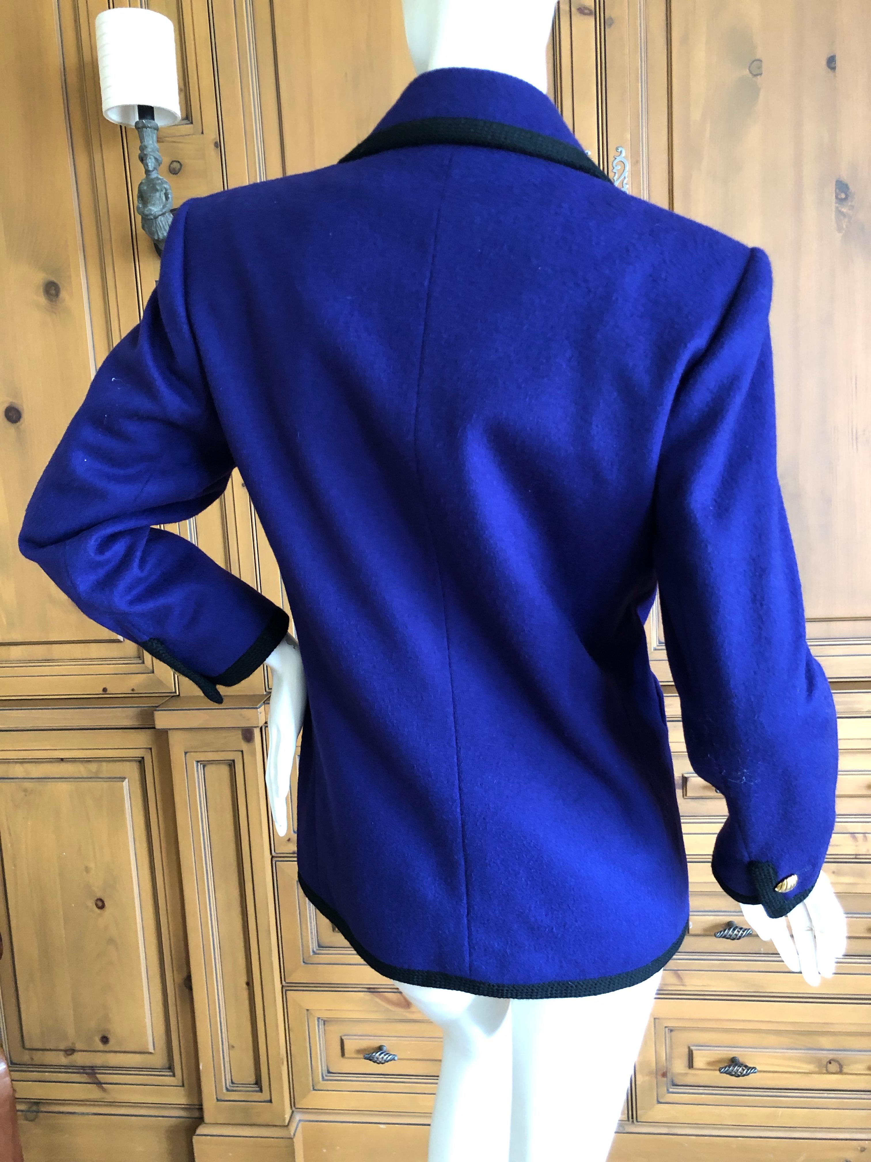 Women's Yves Saint Laurent Rive Gauche Vintage Purple Cord Trim Jacket w Frog Closures For Sale