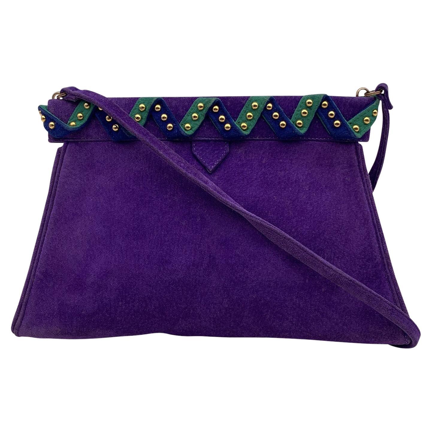 Yves Saint Laurent Rive Gauche Vintage Purple Suede Crossbody Bag