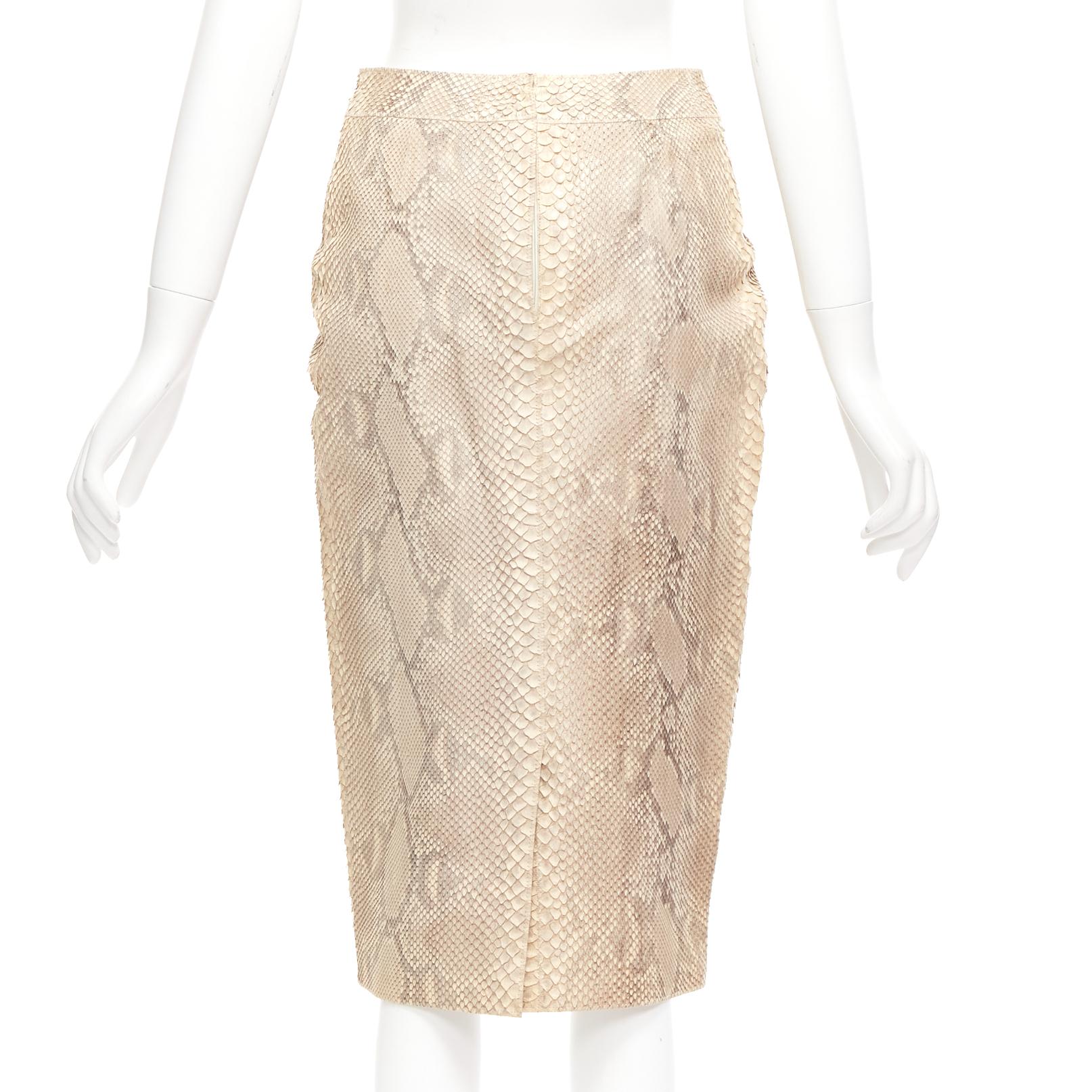 Women's YVES SAINT LAURENT Rive Gauche Vintage scaled leather midi pencil skirt FR36 S
