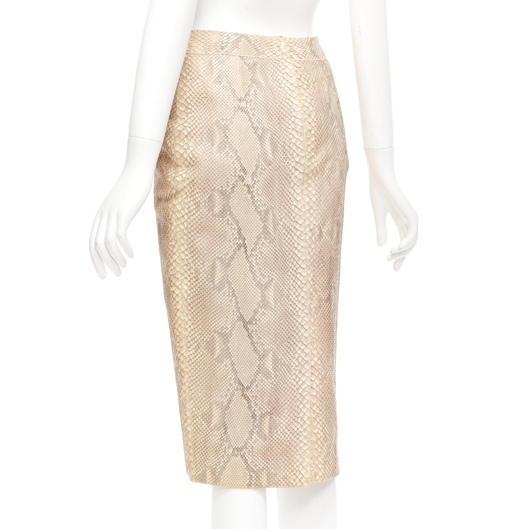 YVES SAINT LAURENT Rive Gauche Vintage scaled leather midi pencil skirt FR36 S 1
