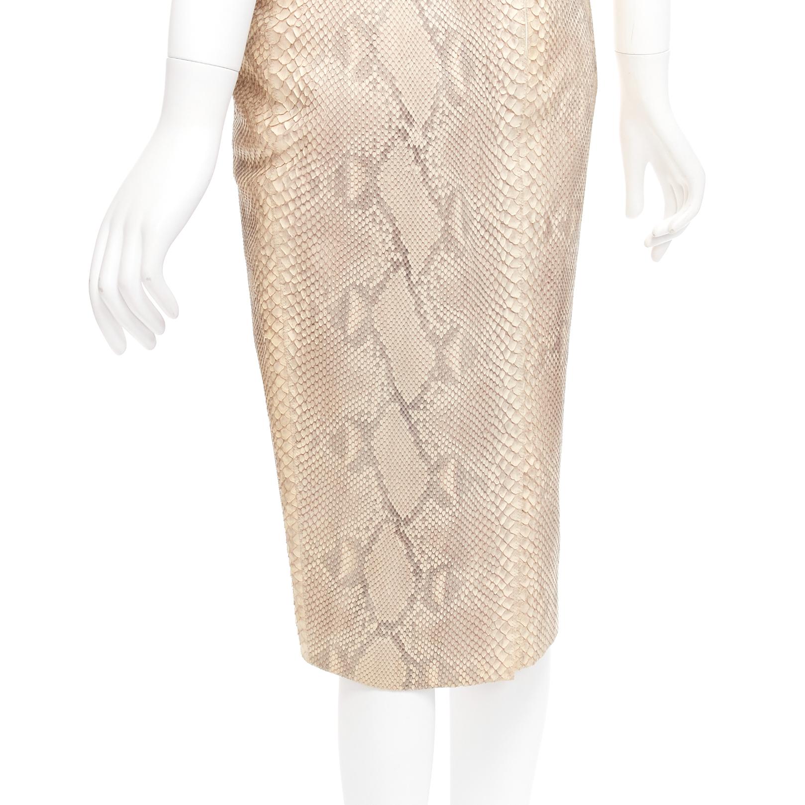 YVES SAINT LAURENT Rive Gauche Vintage scaled leather midi pencil skirt FR36 S For Sale 3