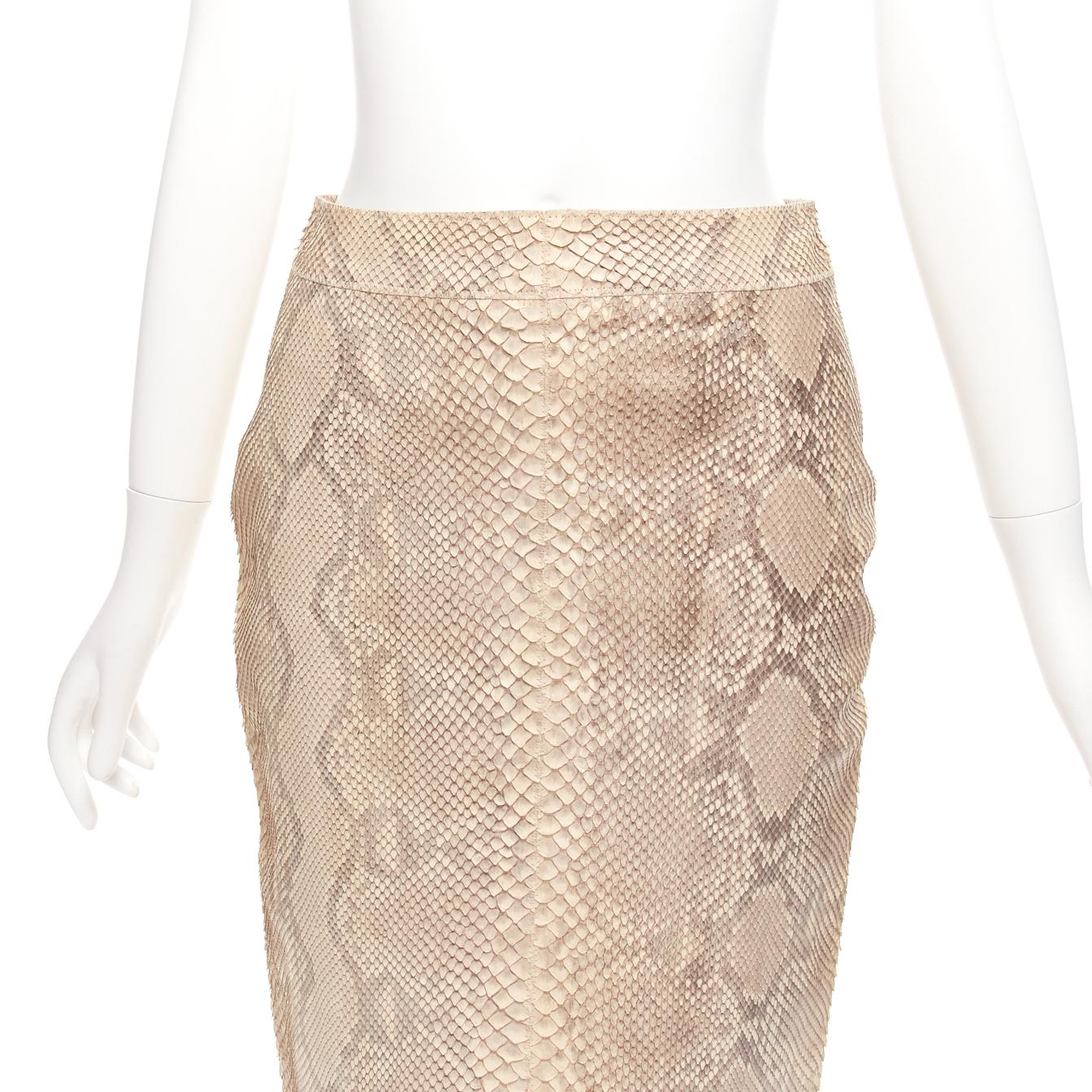 YVES SAINT LAURENT Rive Gauche Vintage scaled leather midi pencil skirt FR36 S For Sale 4