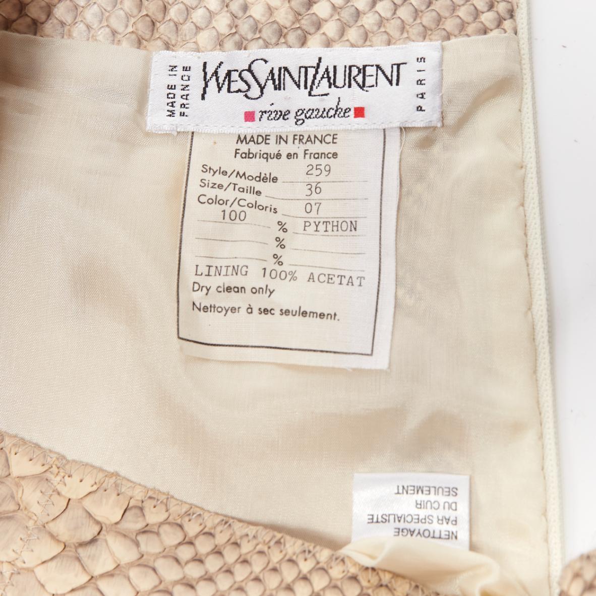 YVES SAINT LAURENT Rive Gauche Vintage scaled leather midi pencil skirt FR36 S For Sale 5