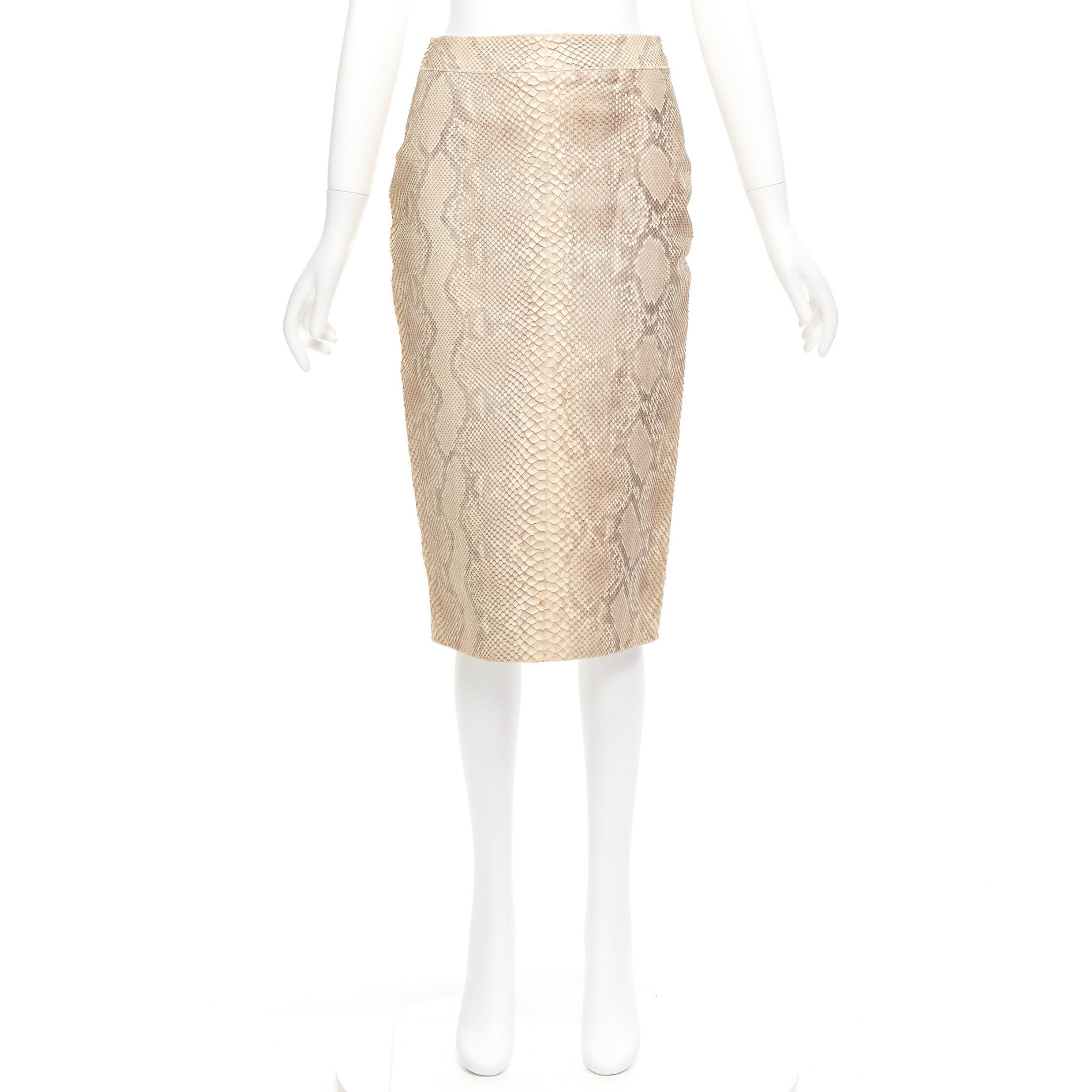 YVES SAINT LAURENT Rive Gauche Vintage scaled leather midi pencil skirt FR36 S For Sale 6