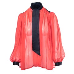 Yves Saint Laurent Rive Gauche Vintage Sheer Silk Pussy-Bow Blouse - '80s