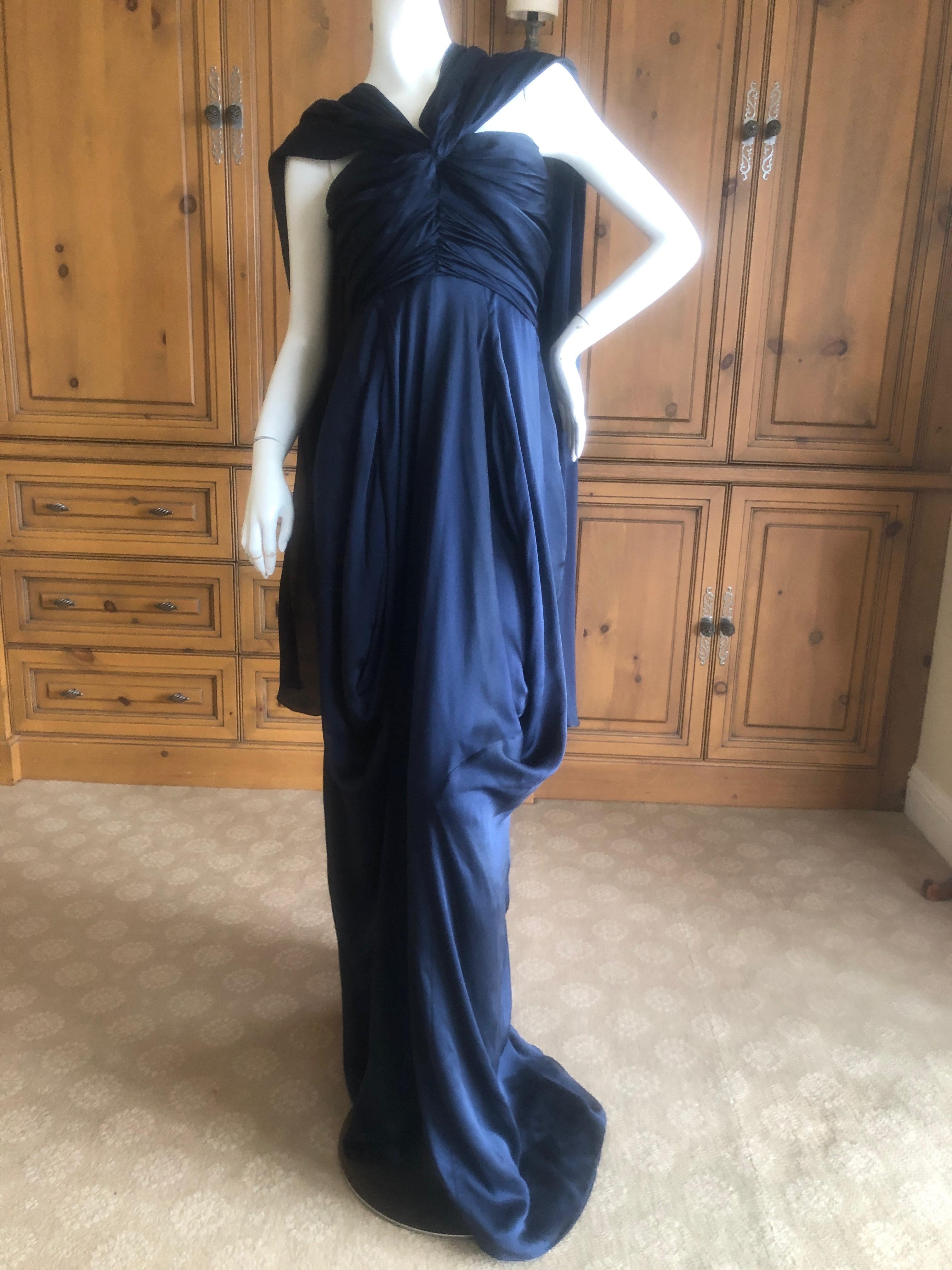 Yves Saint Laurent Rive Gauche Vintage Slate Silk Evening Dress with Draped Back
Appx Size 44
Bust 38