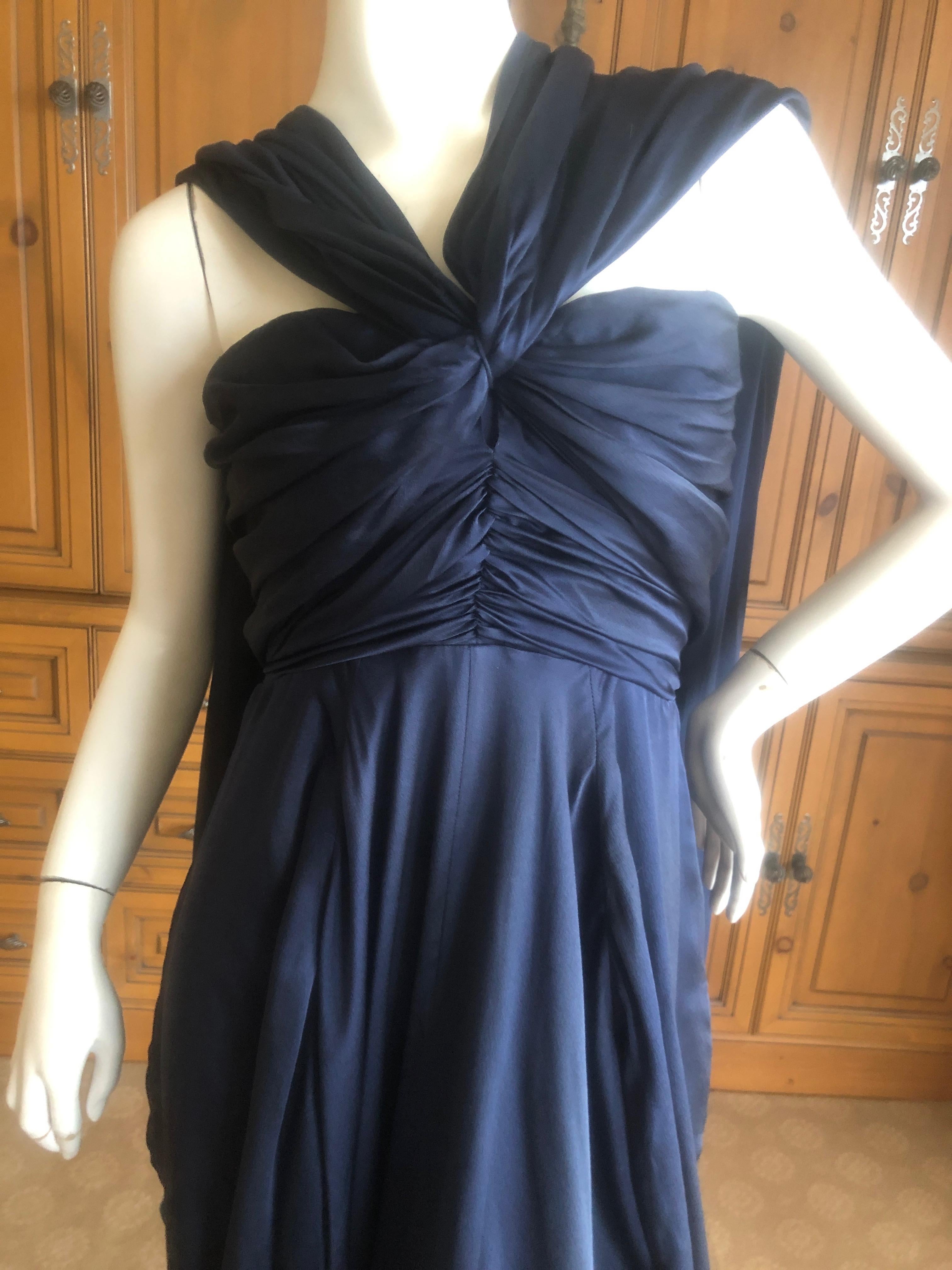 Yves Saint Laurent Rive Gauche Vintage Slate Silk Evening Dress with Draped Back (Schwarz) im Angebot