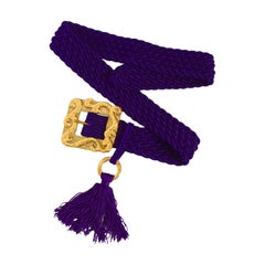 Yves Saint Laurent "Rive Gauche" vintage weaved cord signed tassle belt