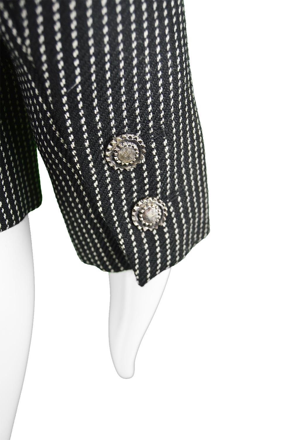 Yves Saint Laurent Rive Gauche Vintage Women's Broken Pinstripe Blazer, 1980s  For Sale 3