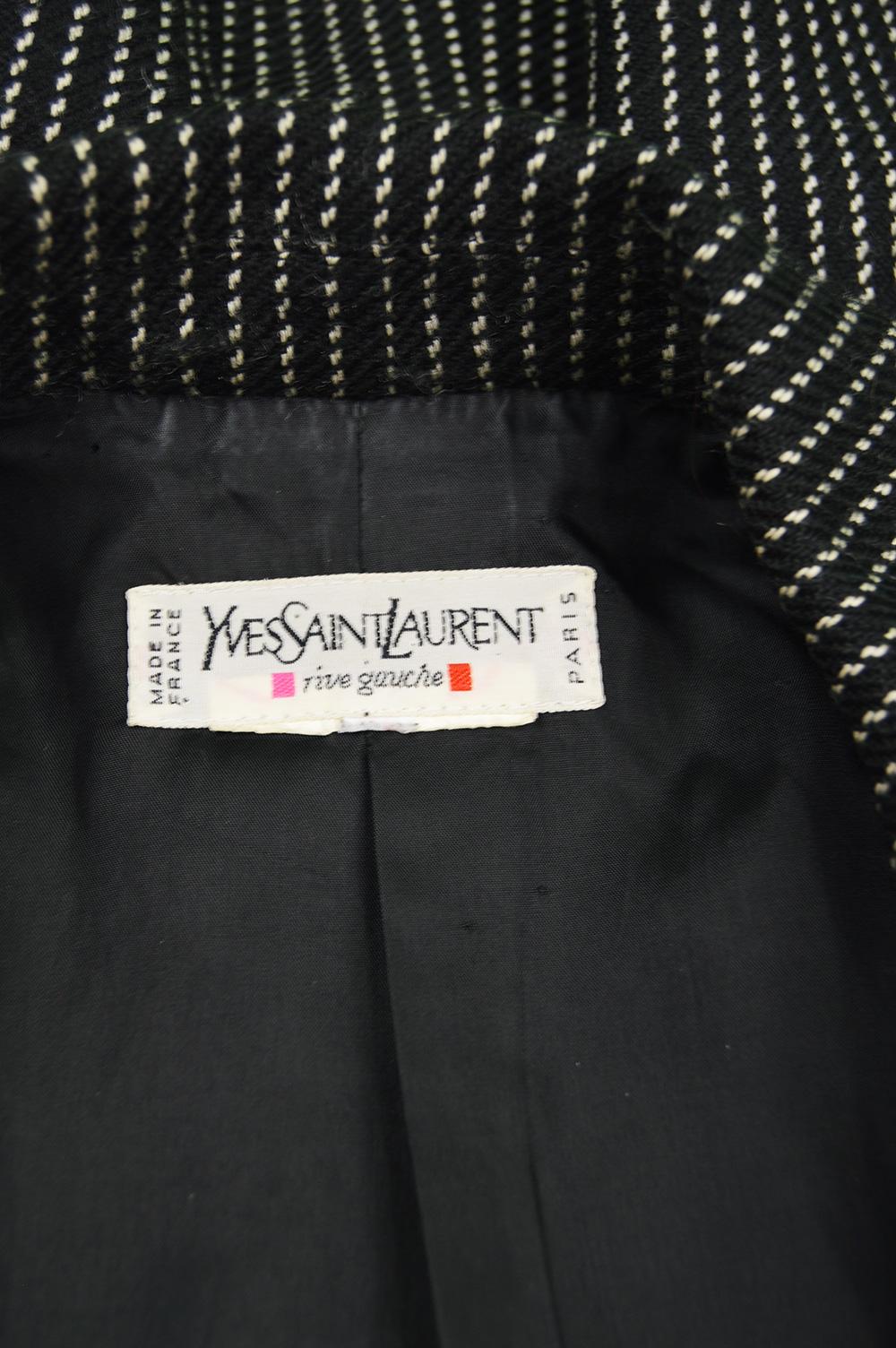 Yves Saint Laurent Rive Gauche Vintage Women's Broken Pinstripe Blazer, 1980s  For Sale 4