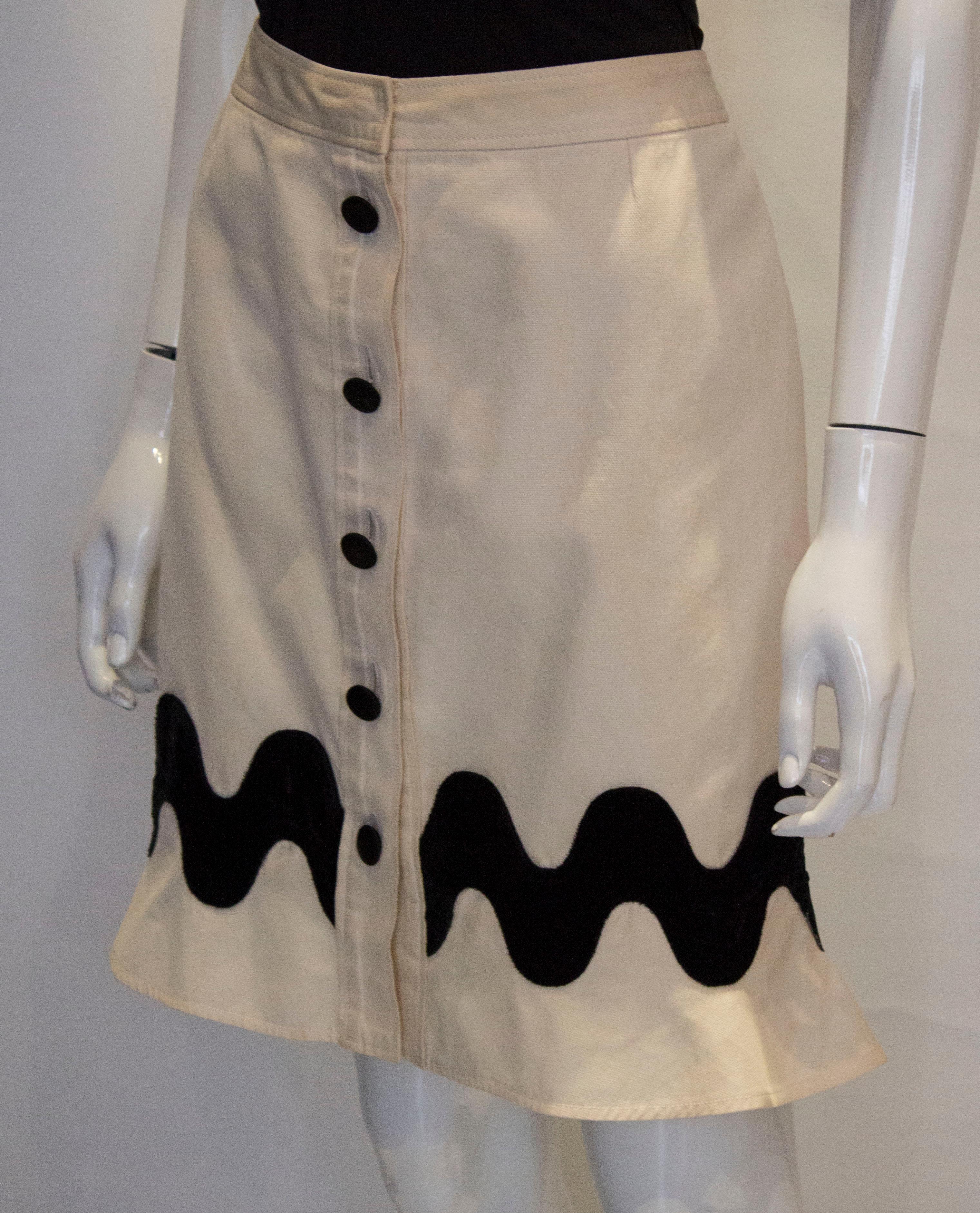 Brown  Yves Saint Laurent Rive Gauche White and Black  Skirt For Sale