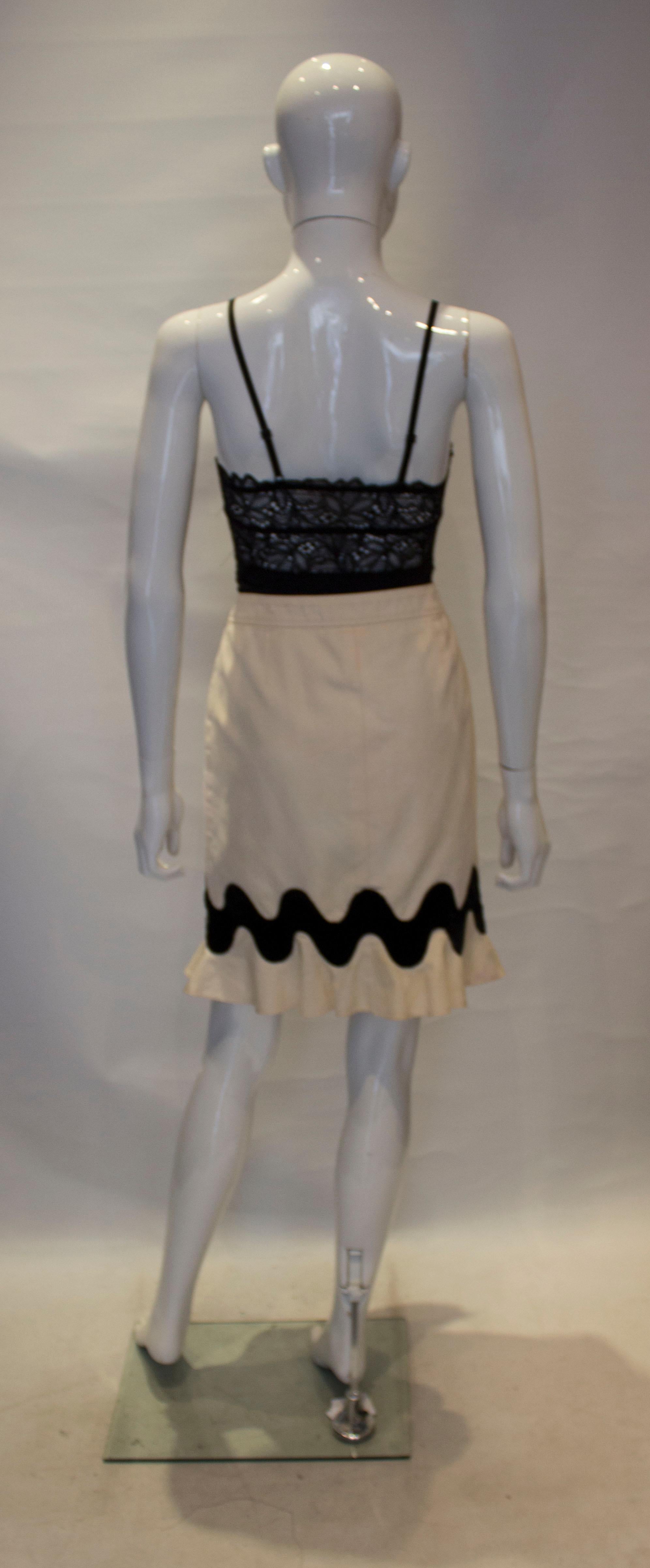 Yves Saint Laurent Rive Gauche White and Black  Skirt In Good Condition For Sale In London, GB
