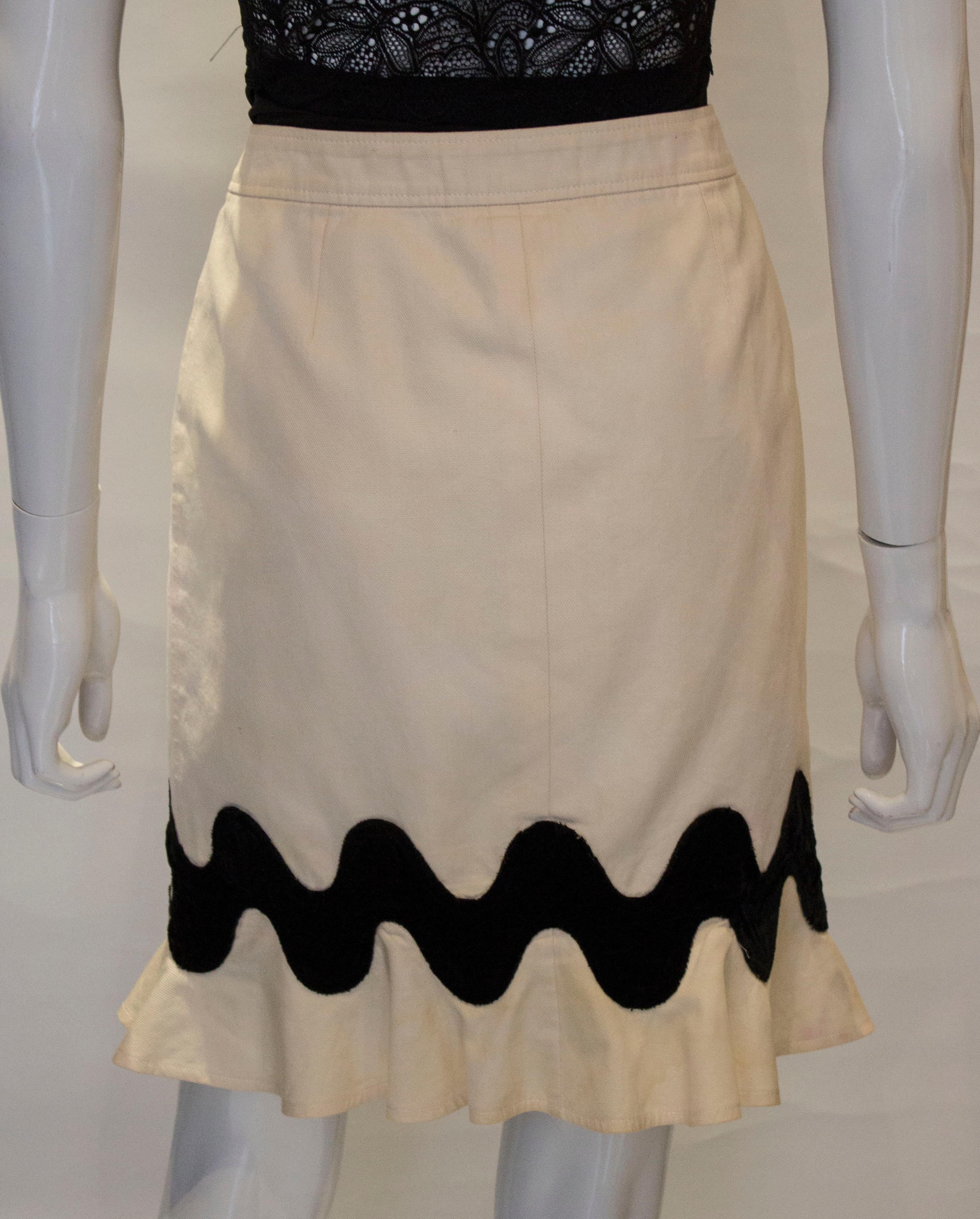Women's  Yves Saint Laurent Rive Gauche White and Black  Skirt For Sale