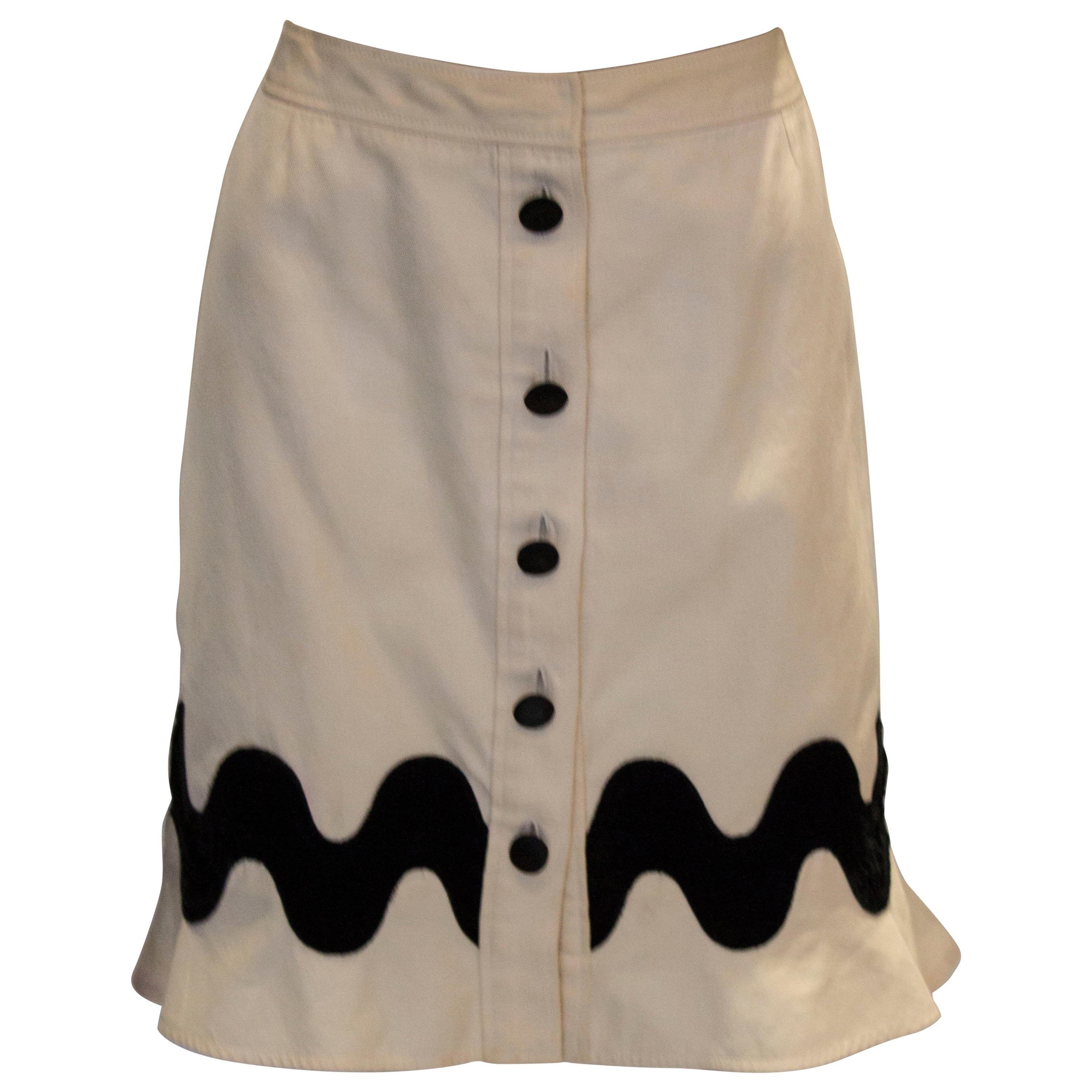  Yves Saint Laurent Rive Gauche White and Black  Skirt For Sale