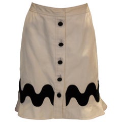  Yves Saint Laurent Rive Gauche White and Black  Skirt