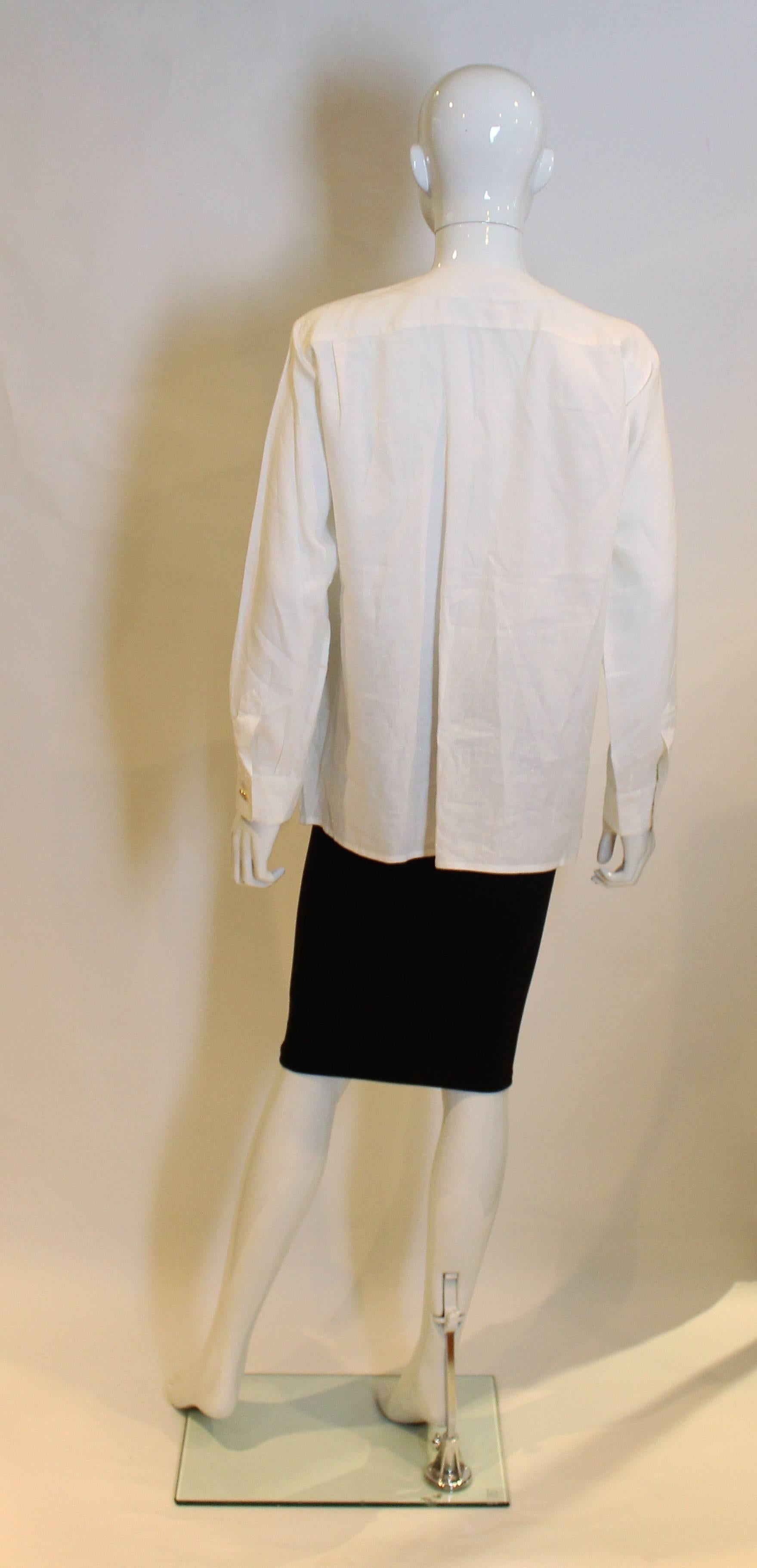 Yves Saint Laurent Rive Gauche White Linen Shirt In Excellent Condition In London, GB