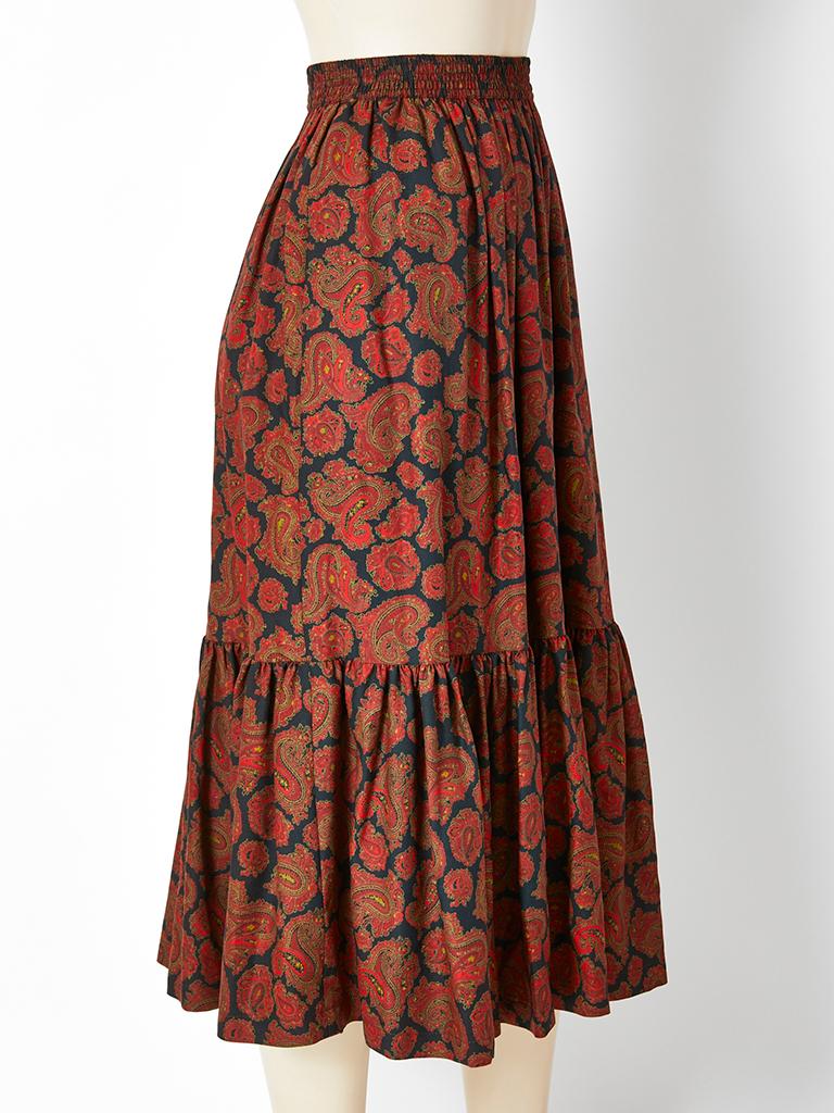 Yves Saint Laurent Rive Gauche Wool Challis Paisley Peasant Skirt at ...