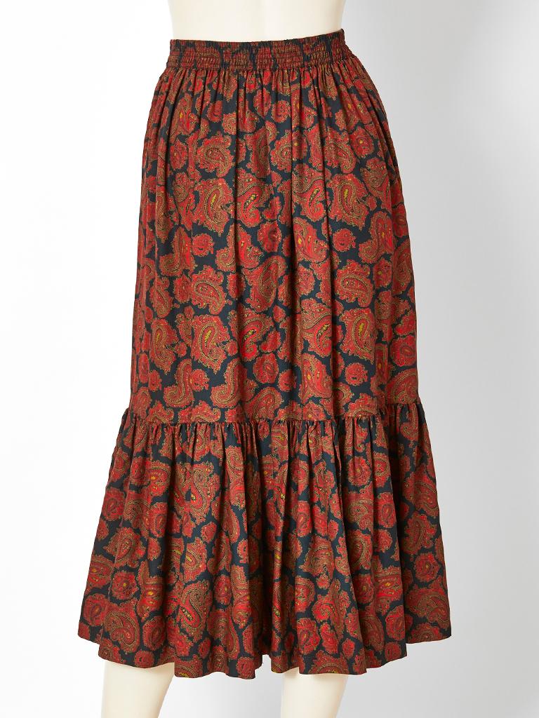 Yves Saint Laurent Rive Gauche Wool Challis Paisley Peasant Skirt at ...