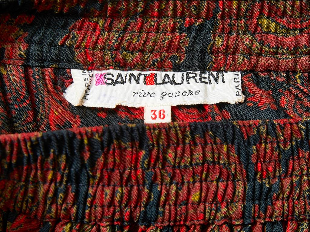 Brown Yves Saint Laurent Rive Gauche Wool Challis Paisley Peasant Skirt