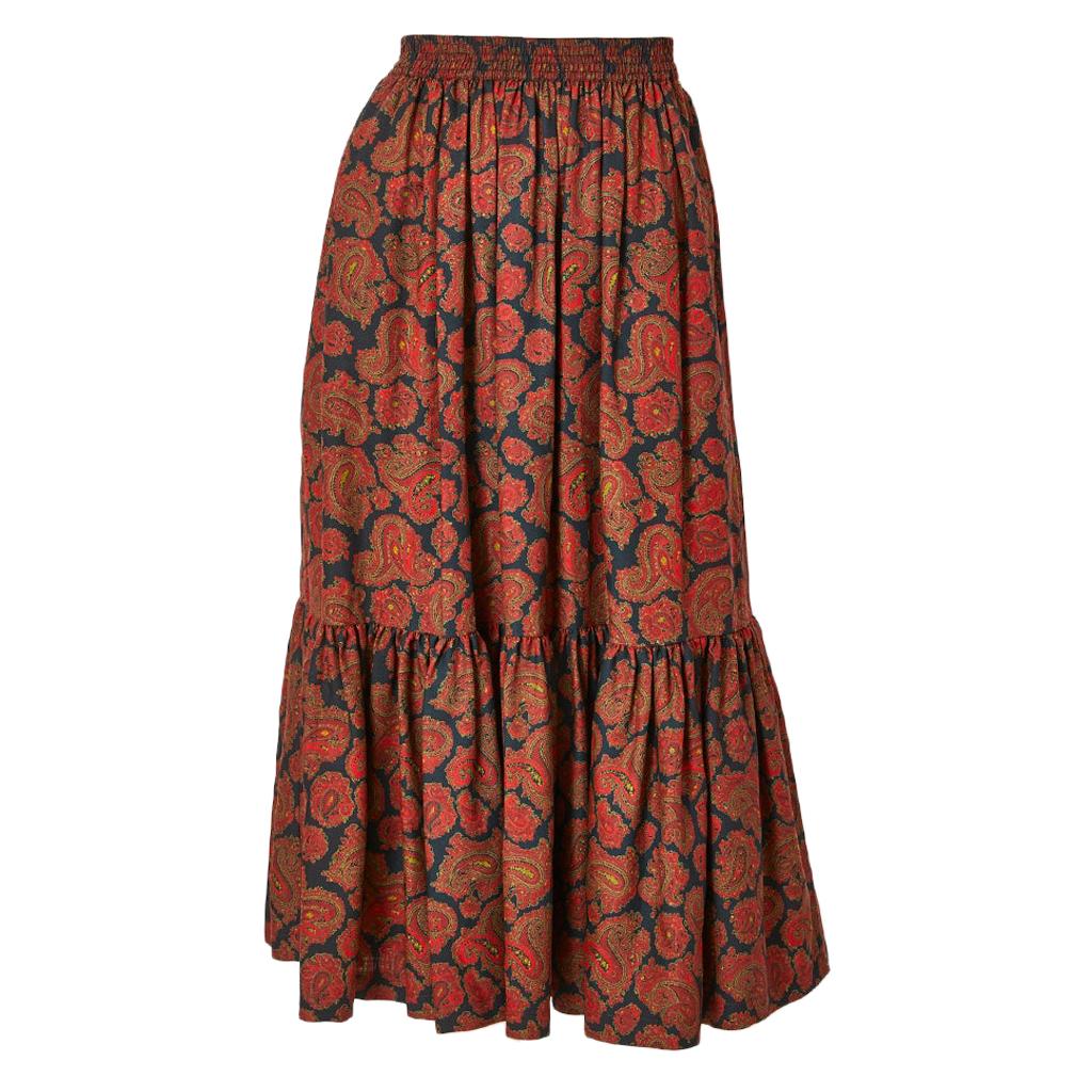 Yves Saint Laurent Rive Gauche Wool Challis Paisley Peasant Skirt