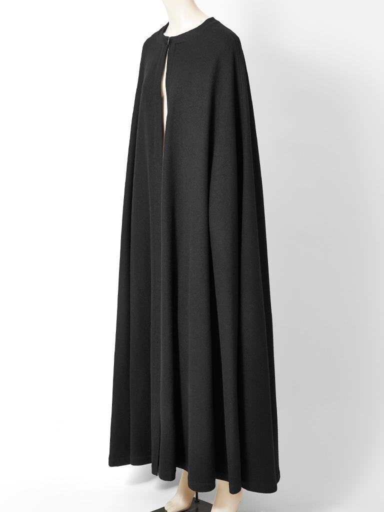 Black Yves Saint Laurent Rive Gauche Wool Maxi Cape