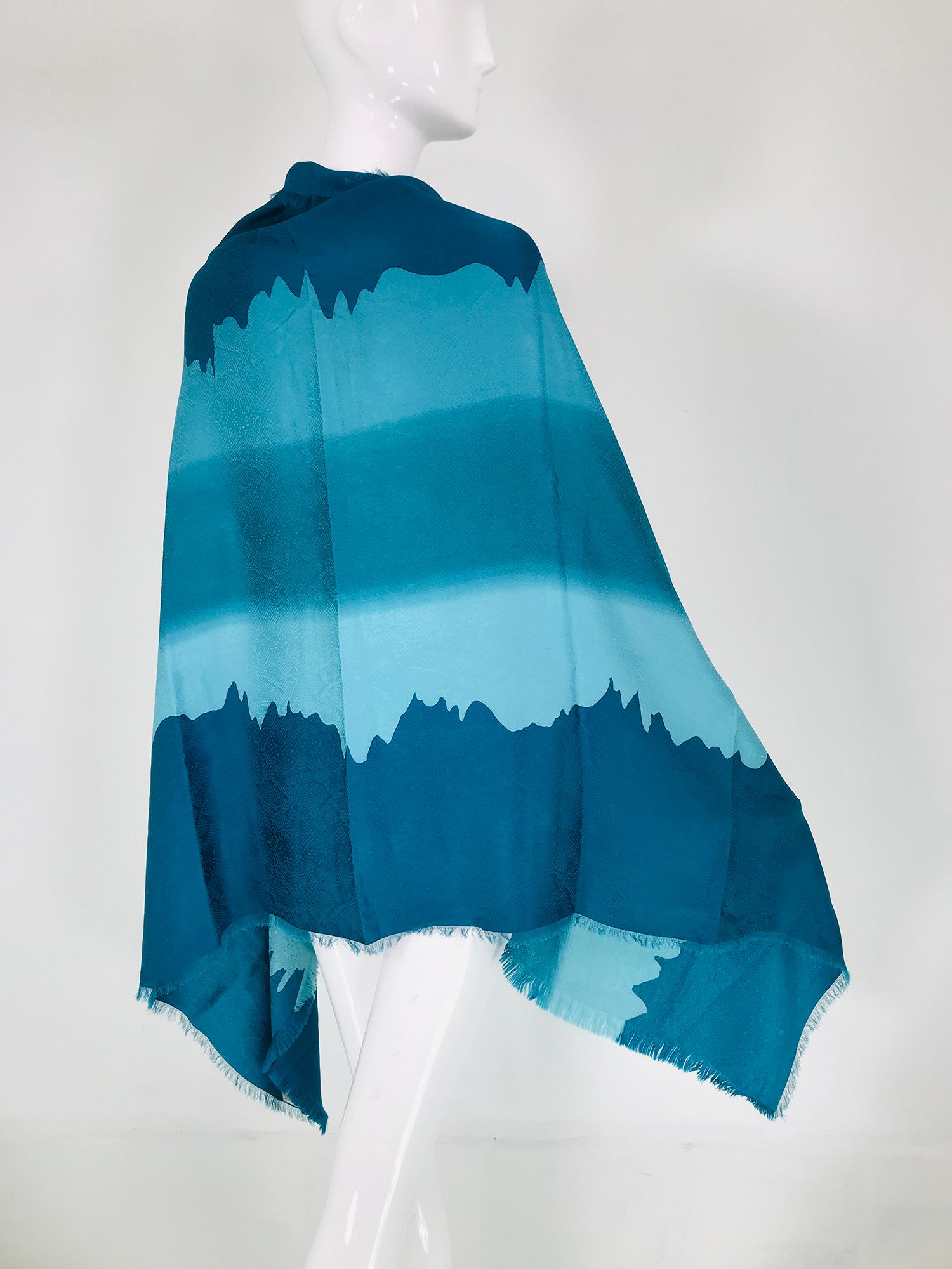 Women's or Men's Yves Saint Laurent Rive Gauche X Long Rectangle Textured Silk Scarf/Shawl  For Sale