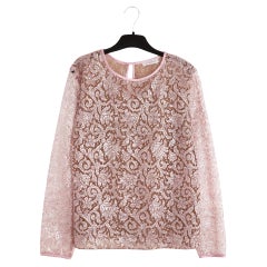 Yves Saint Laurent Rive Gauche YSL 1985s Top FR38 Pink Lace Blouse UK10 US8