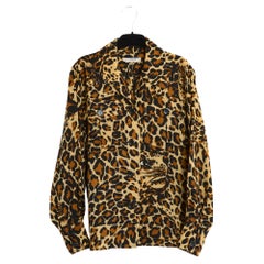 Yves Saint Laurent Rive Gauche YSL 80s Top Saharienne FR38 Panther Blouse US8
