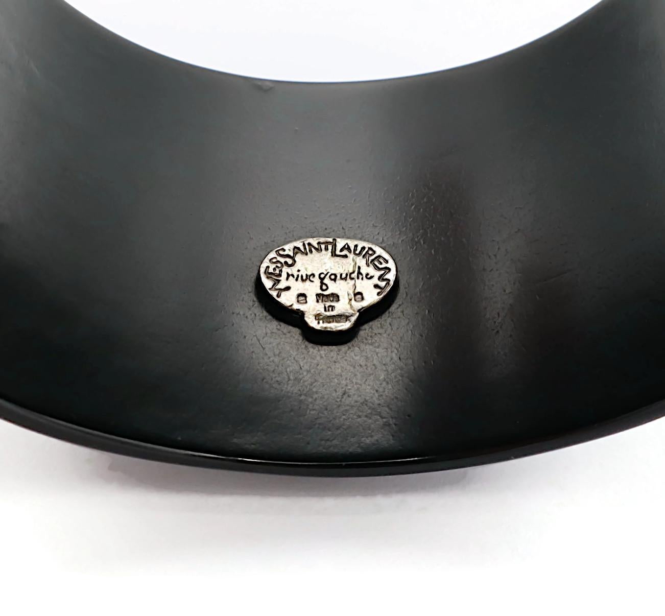 Yves Saint Laurent Rive Gauche YSL Bracciale in resina e cristalli neri in vendita 5