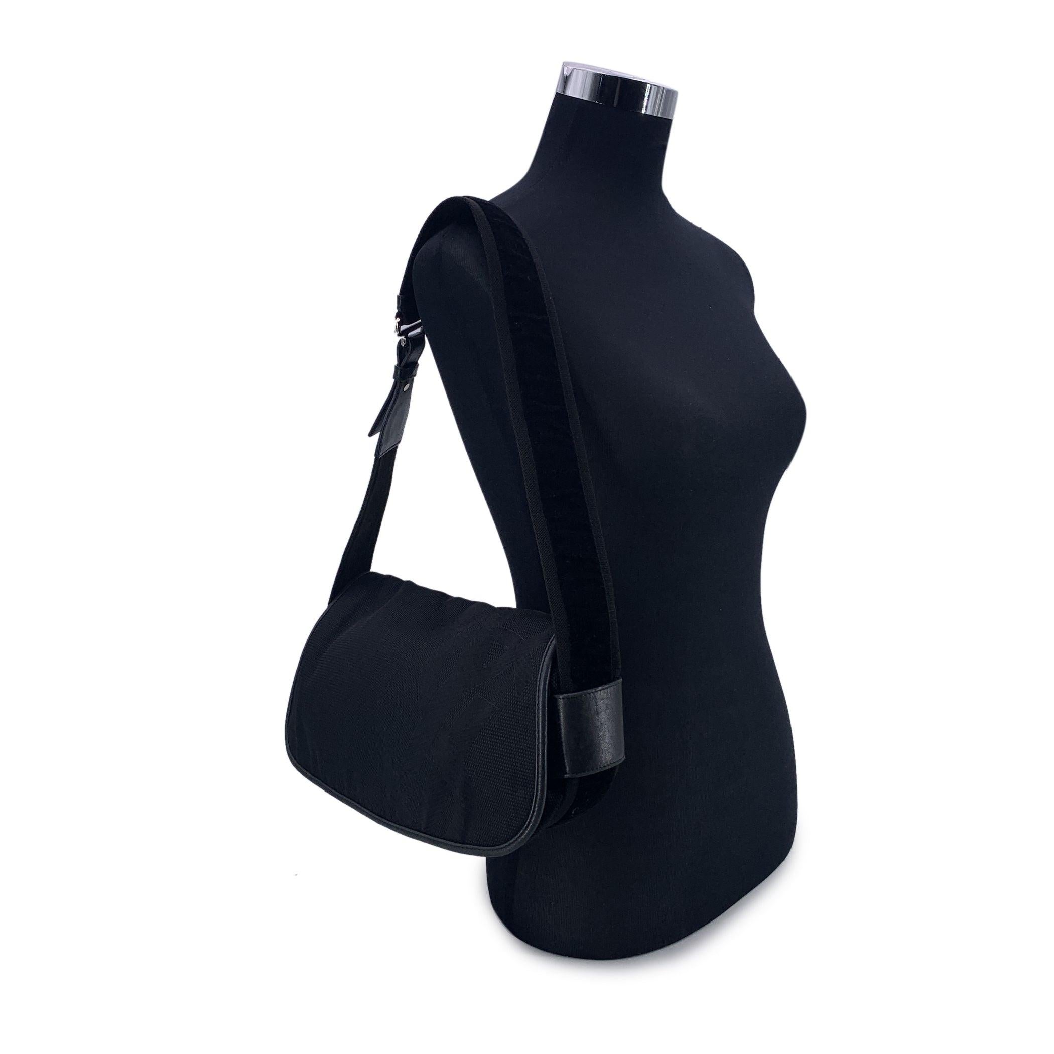 Yves Saint Laurent Rive Gauche YSL Logo Black Canvas Shoulder Bag In Good Condition For Sale In Rome, Rome