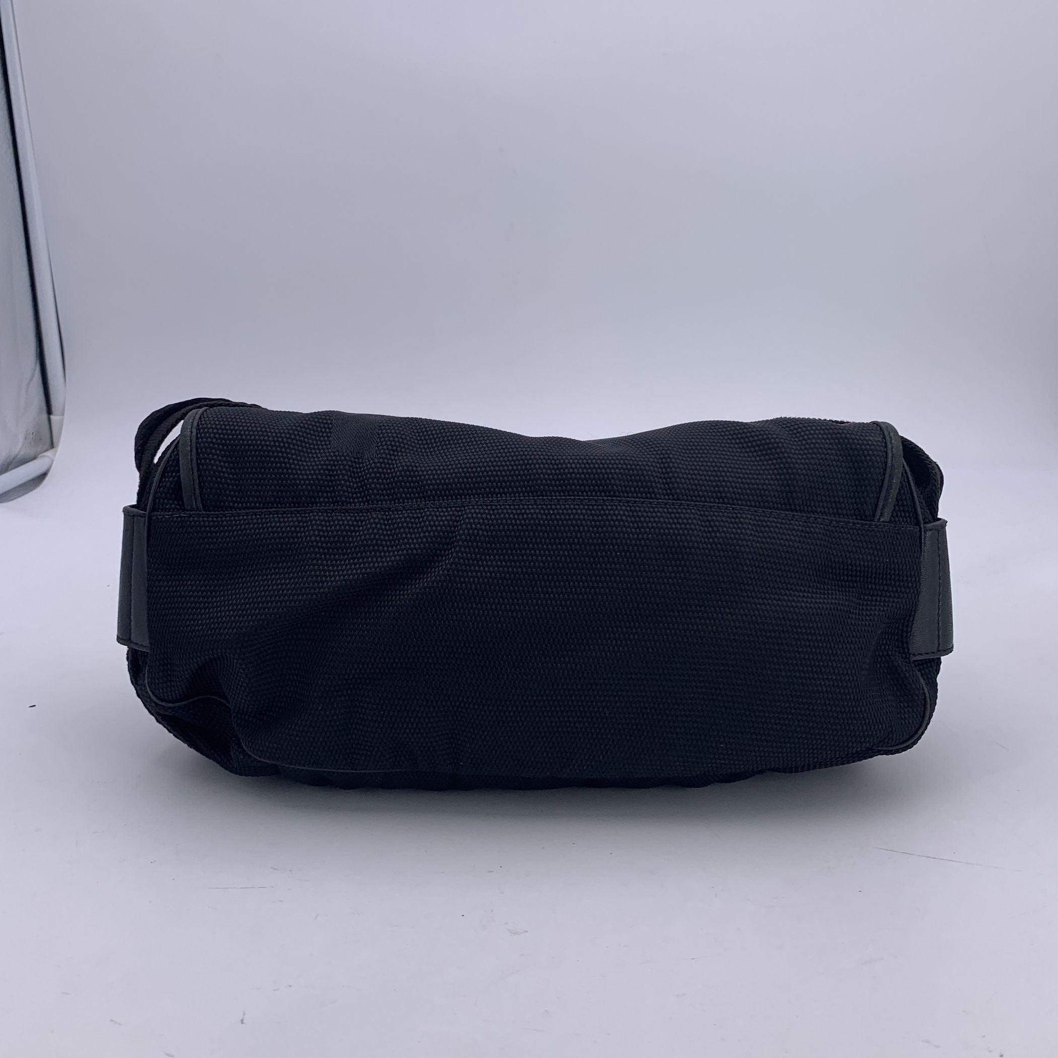Women's Yves Saint Laurent Rive Gauche YSL Logo Black Canvas Shoulder Bag For Sale