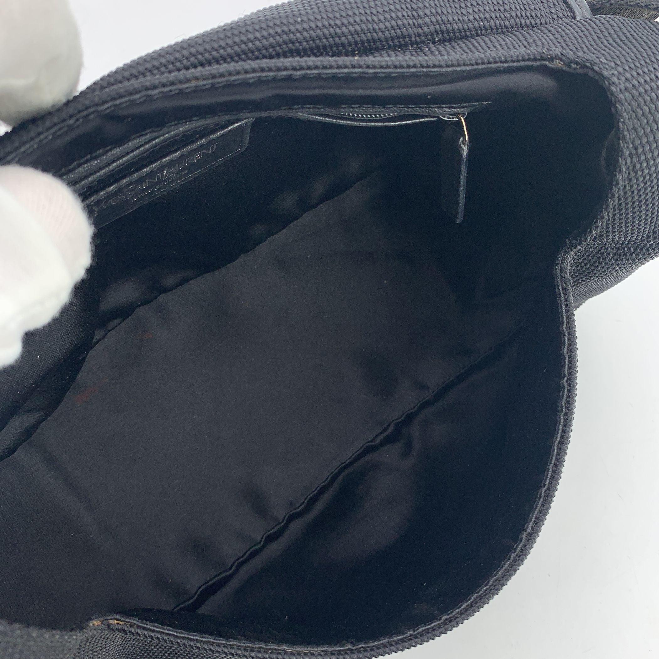 Yves Saint Laurent Rive Gauche YSL Logo Black Canvas Shoulder Bag For Sale 1