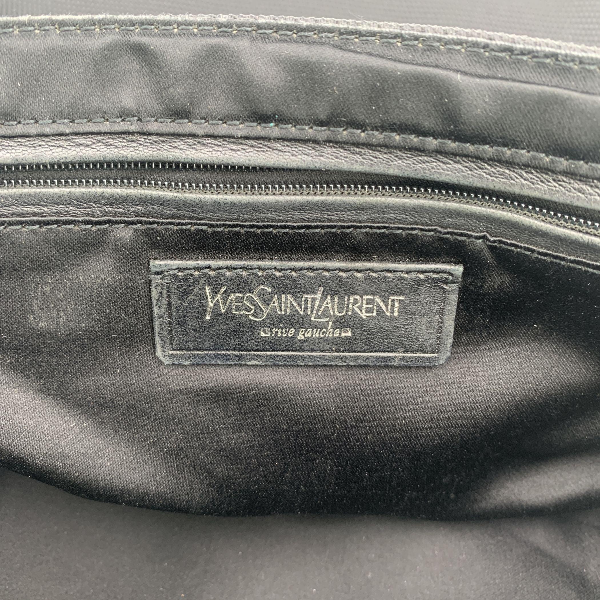 Yves Saint Laurent Rive Gauche YSL Logo Black Canvas Shoulder Bag For Sale 2