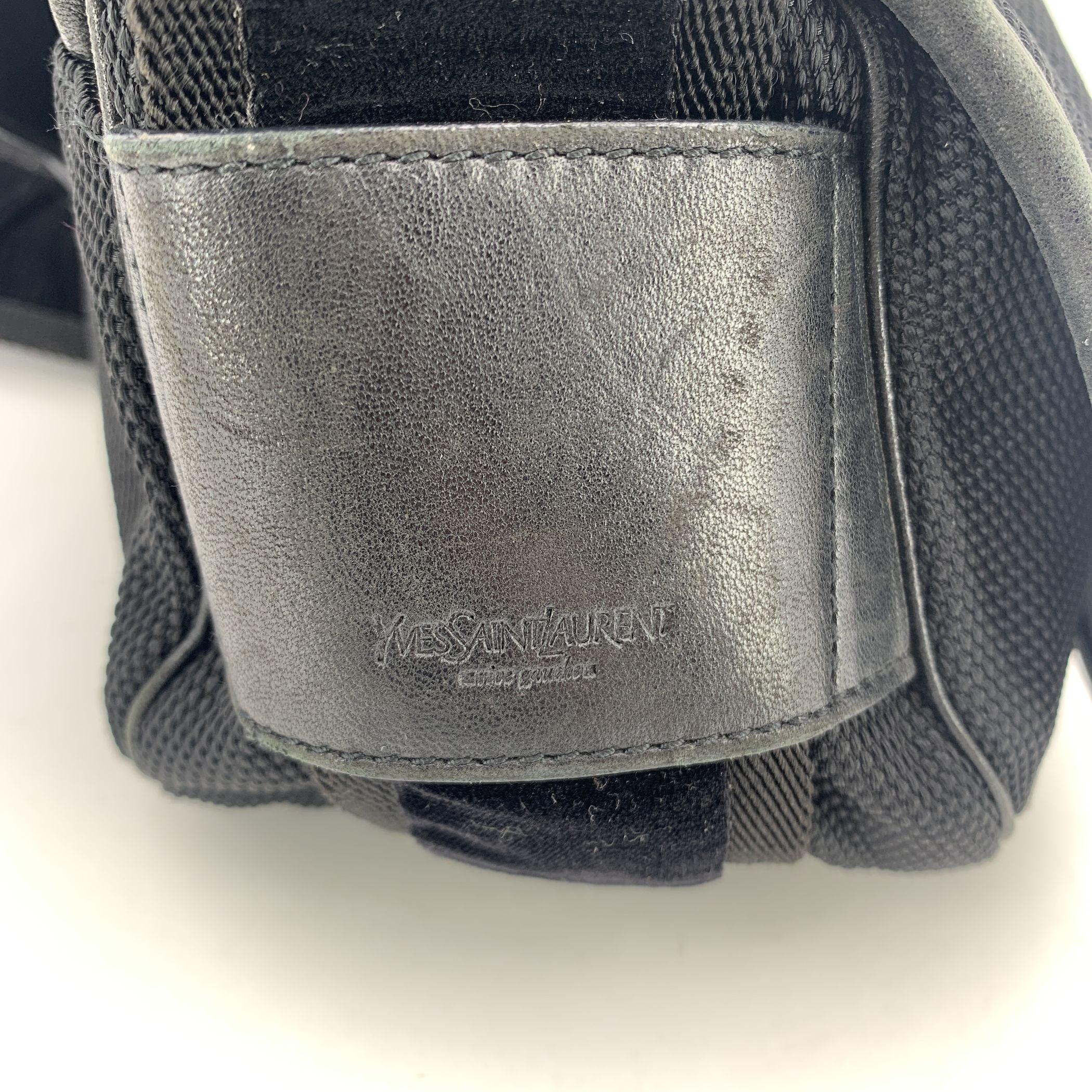 Yves Saint Laurent Rive Gauche YSL Logo Black Canvas Shoulder Bag For Sale 3