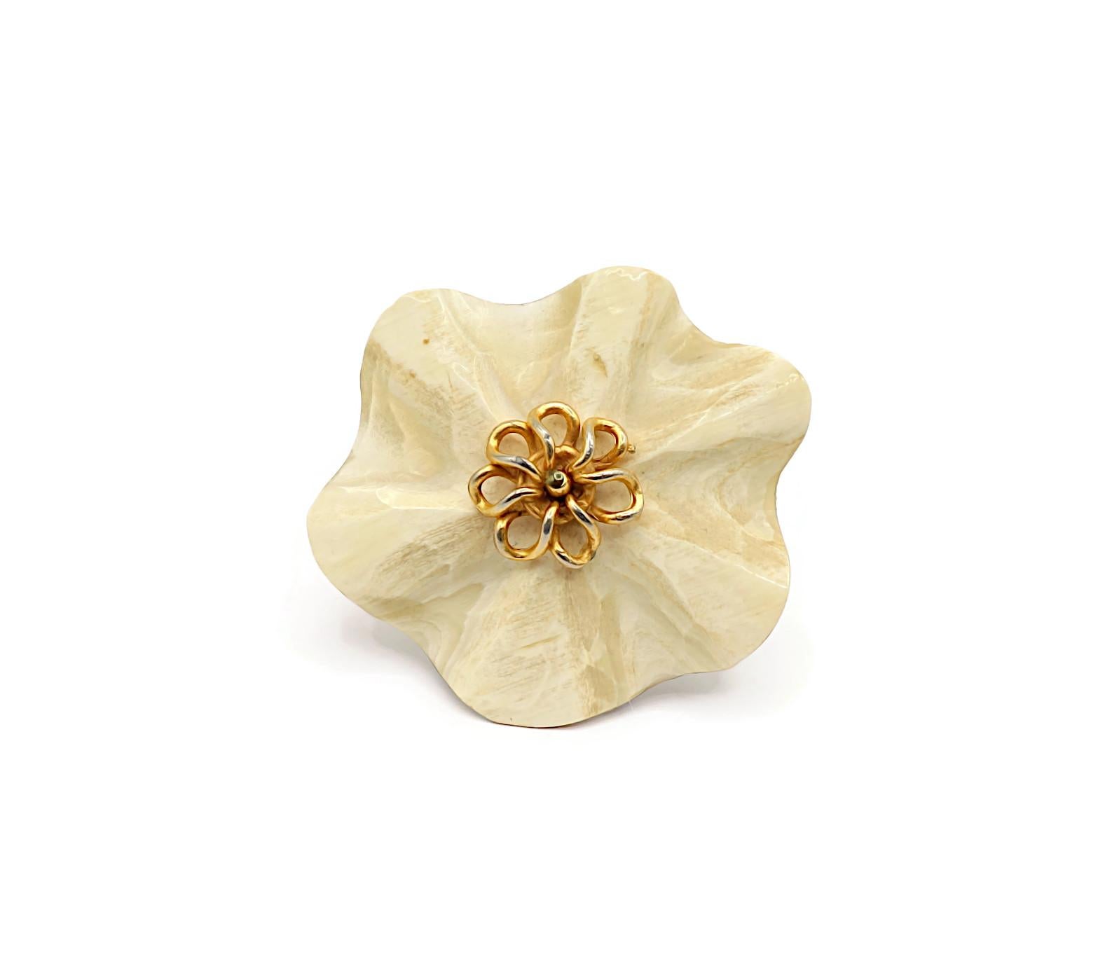 YVES SAINT LAURENT Rive Gauche YSL Vintage Flower Brooch For Sale 1