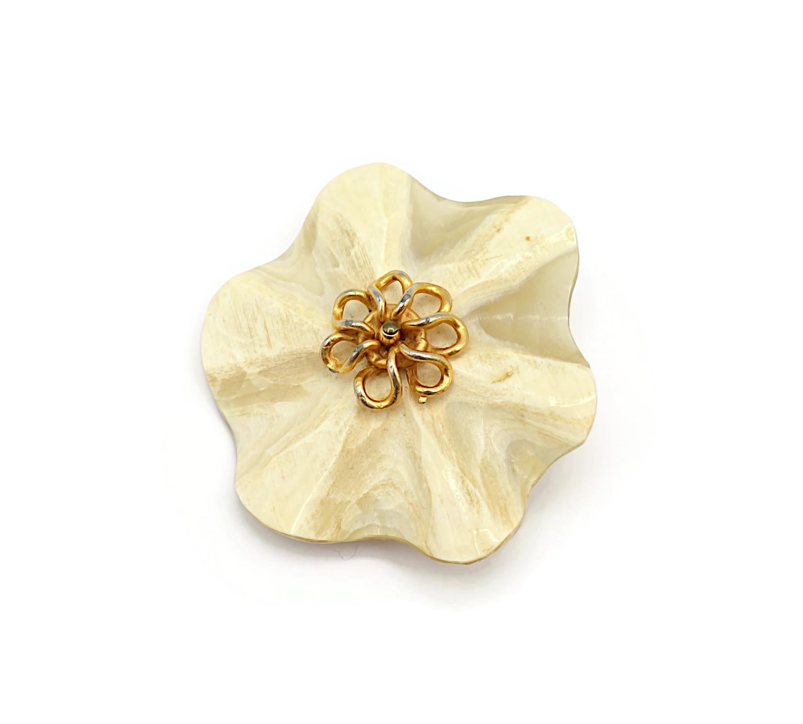 YVES SAINT LAURENT Rive Gauche YSL Vintage Flower Brooch For Sale 2
