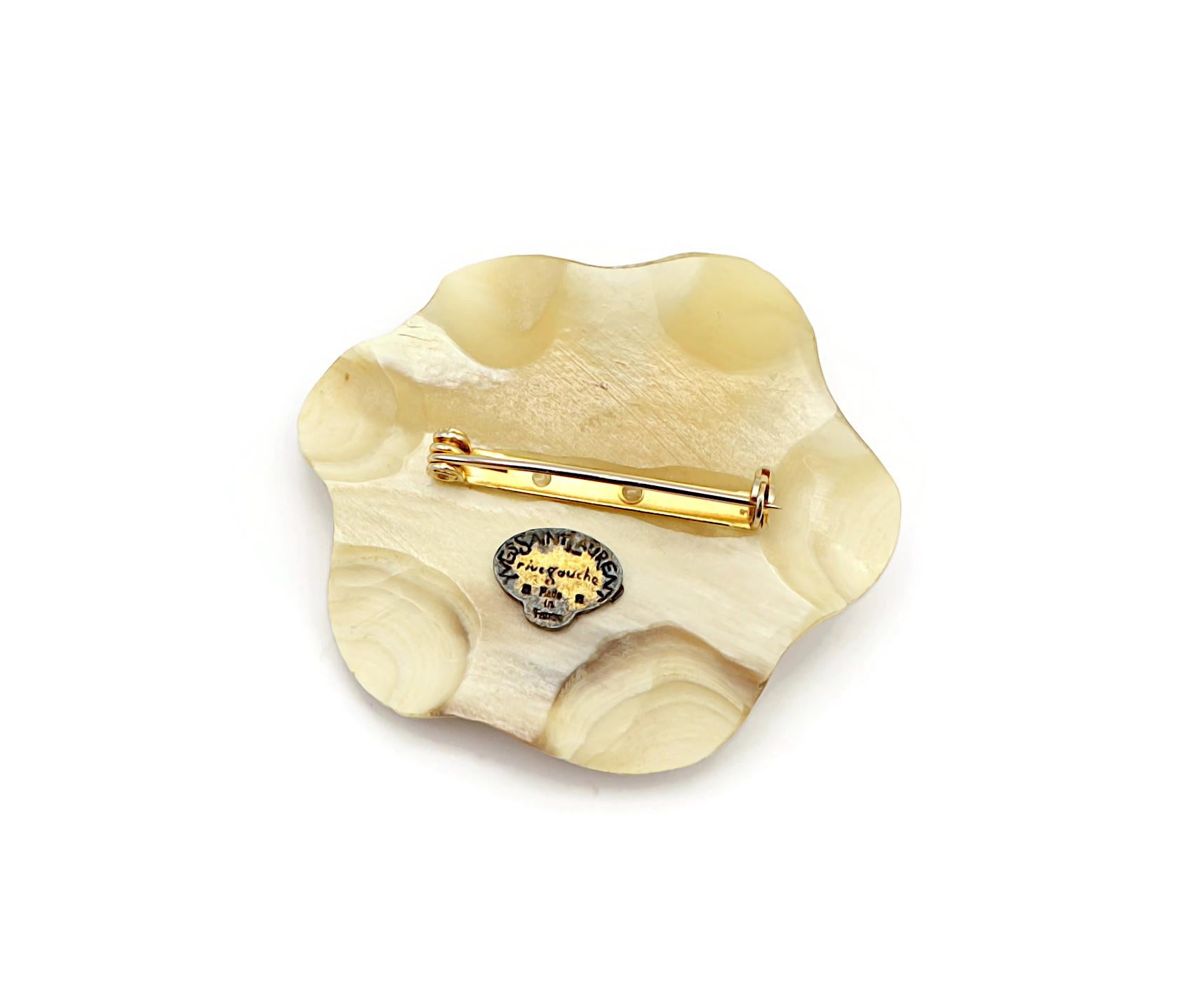 YVES SAINT LAURENT Rive Gauche YSL Vintage Flower Brooch For Sale 4